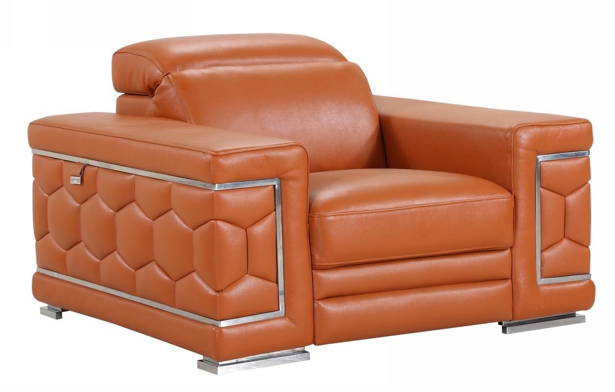 Contemporary Armchair 692 692-CAMEL-CH in Camel Genuine Leather