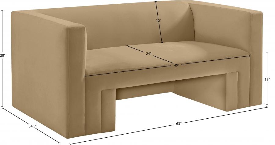 

    
 Order  Contemporary Camel Solid Wood Loveseat Meridian Furniture Henson 665Camel-L
