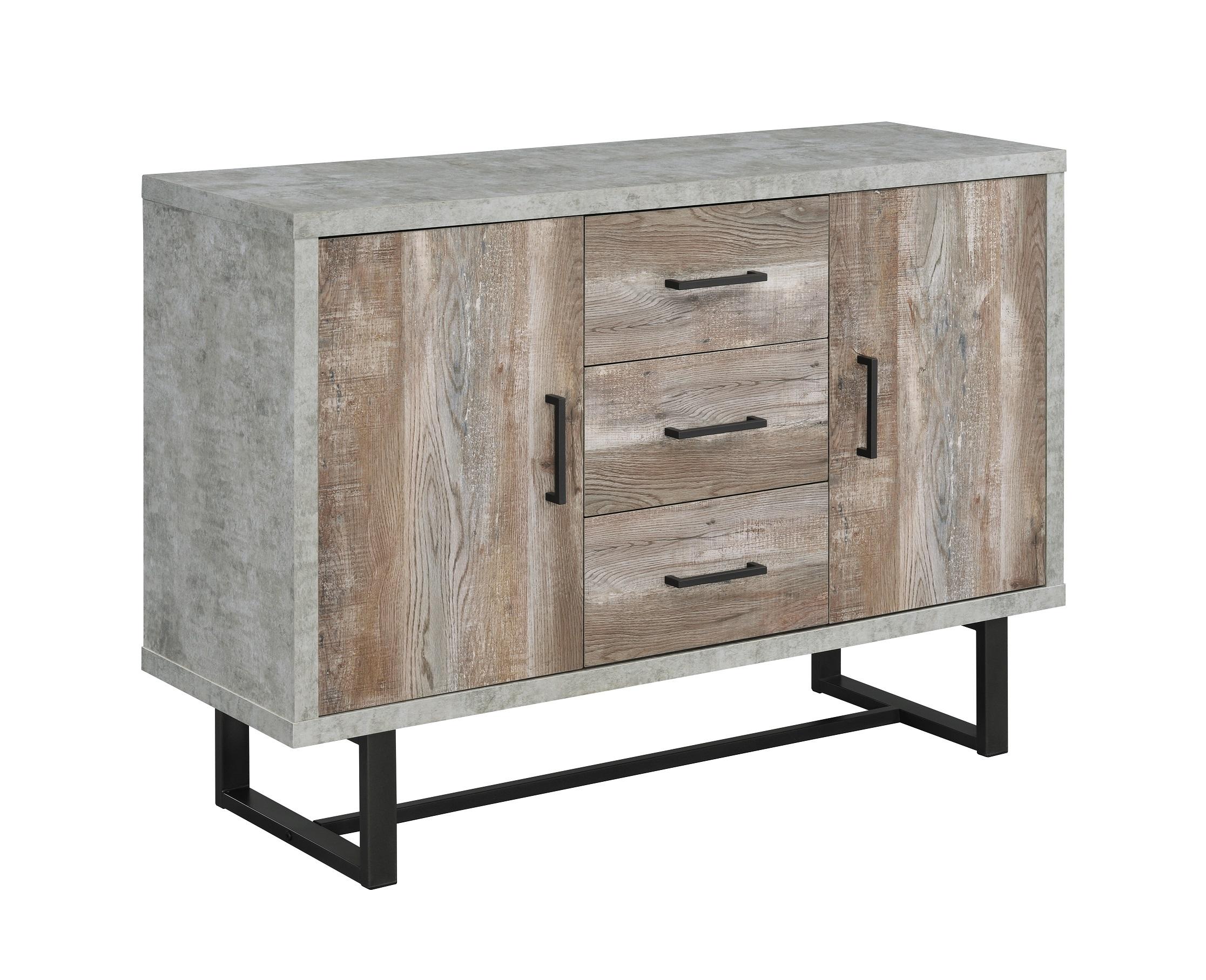 

    
Contemporary Cement & Weathered Oak Wood Accent Cabinet Coaster 953565
