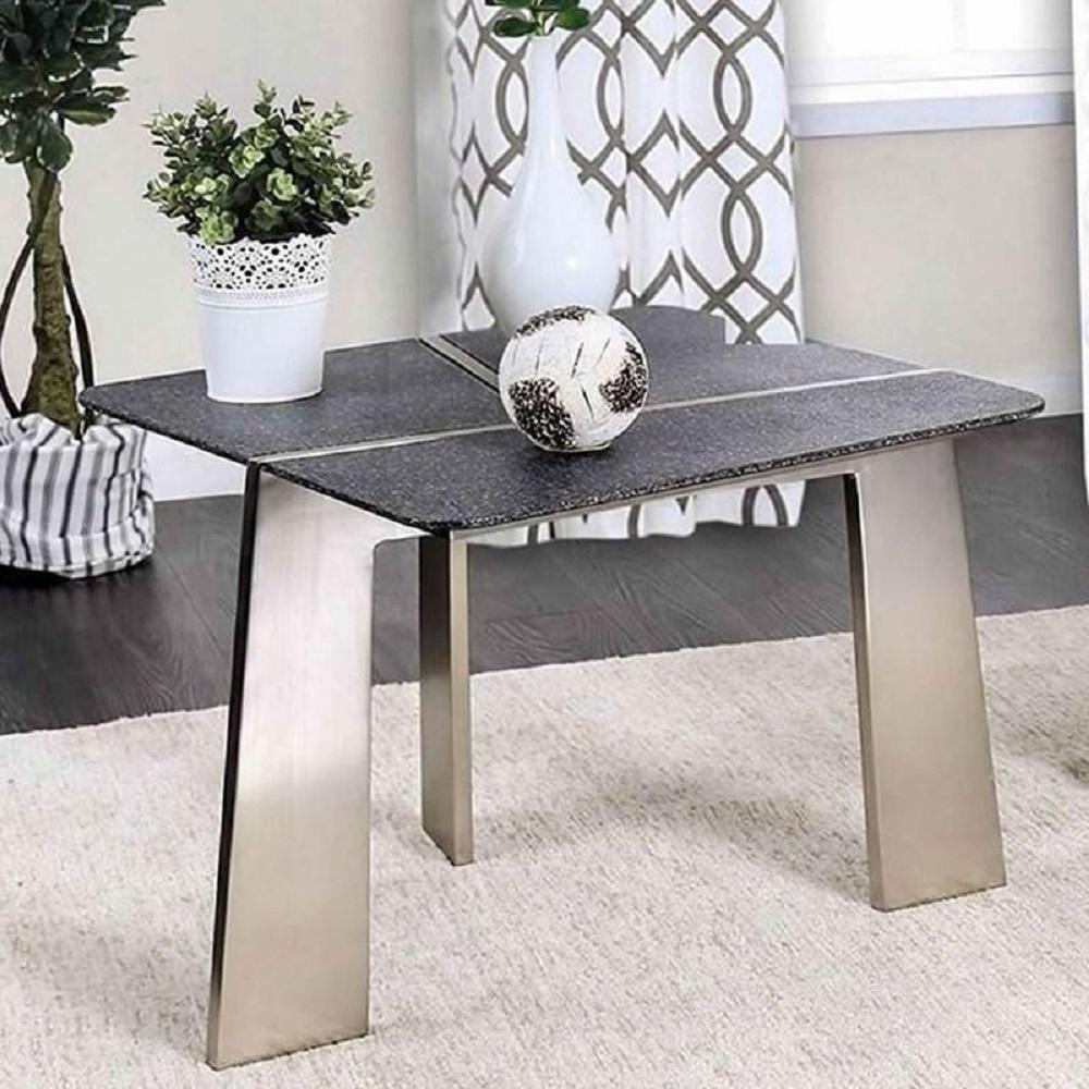 

    
Contemporary Champagne & Gray Metal End Table Set 2pcs Furniture of America Shannon
