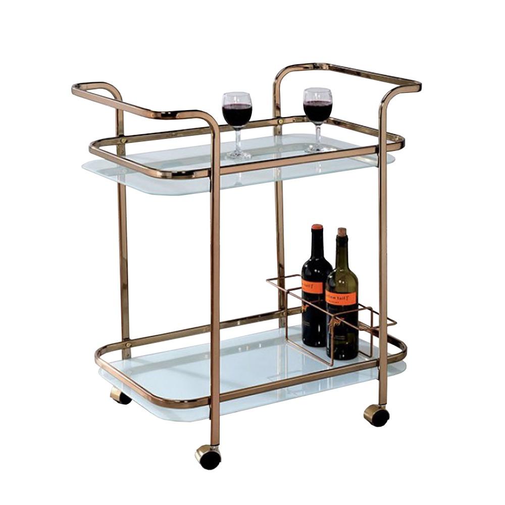 Contemporary Serving Cart CM-AC235 Tiana CM-AC235 in Champagne 