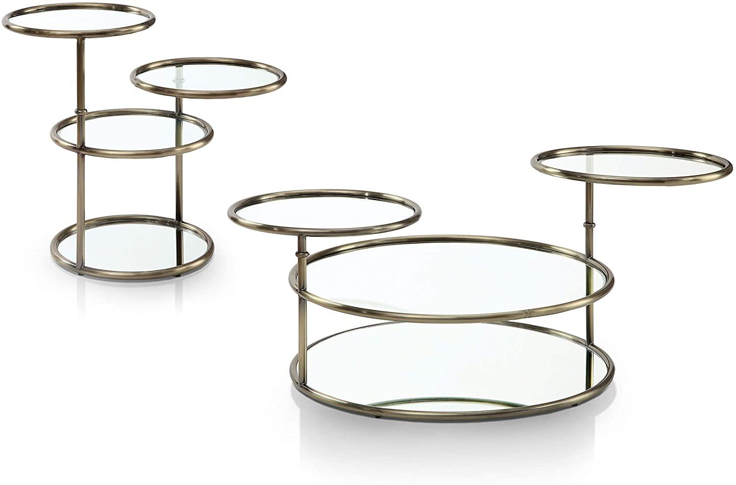 Contemporary Coffee Table and 2 End Tables CM4358C-3PC Athlone CM4358C-3PC in Champagne 
