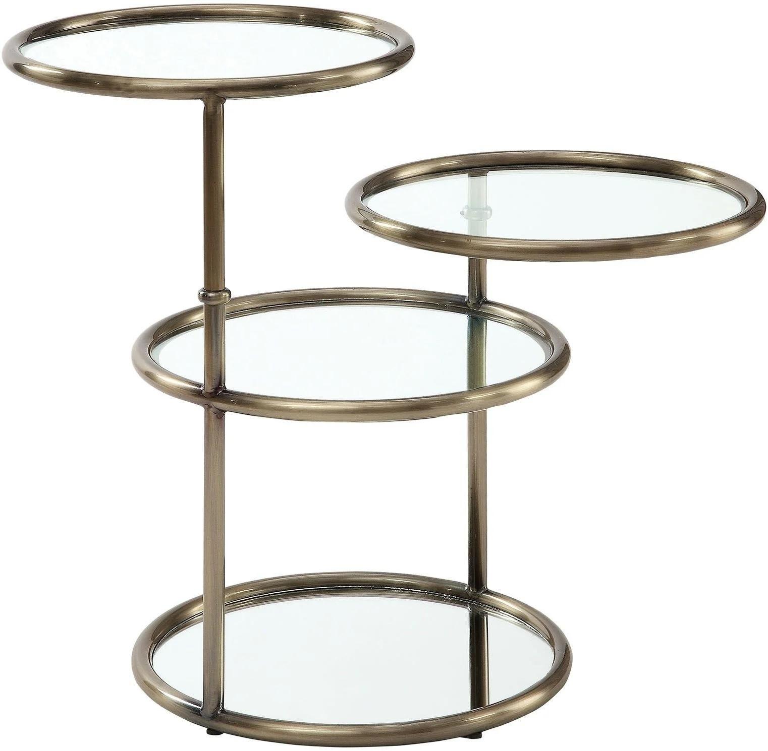 

    
Contemporary Champagne Tempered Glass End Table Set 2pcs Furniture of America Athlone
