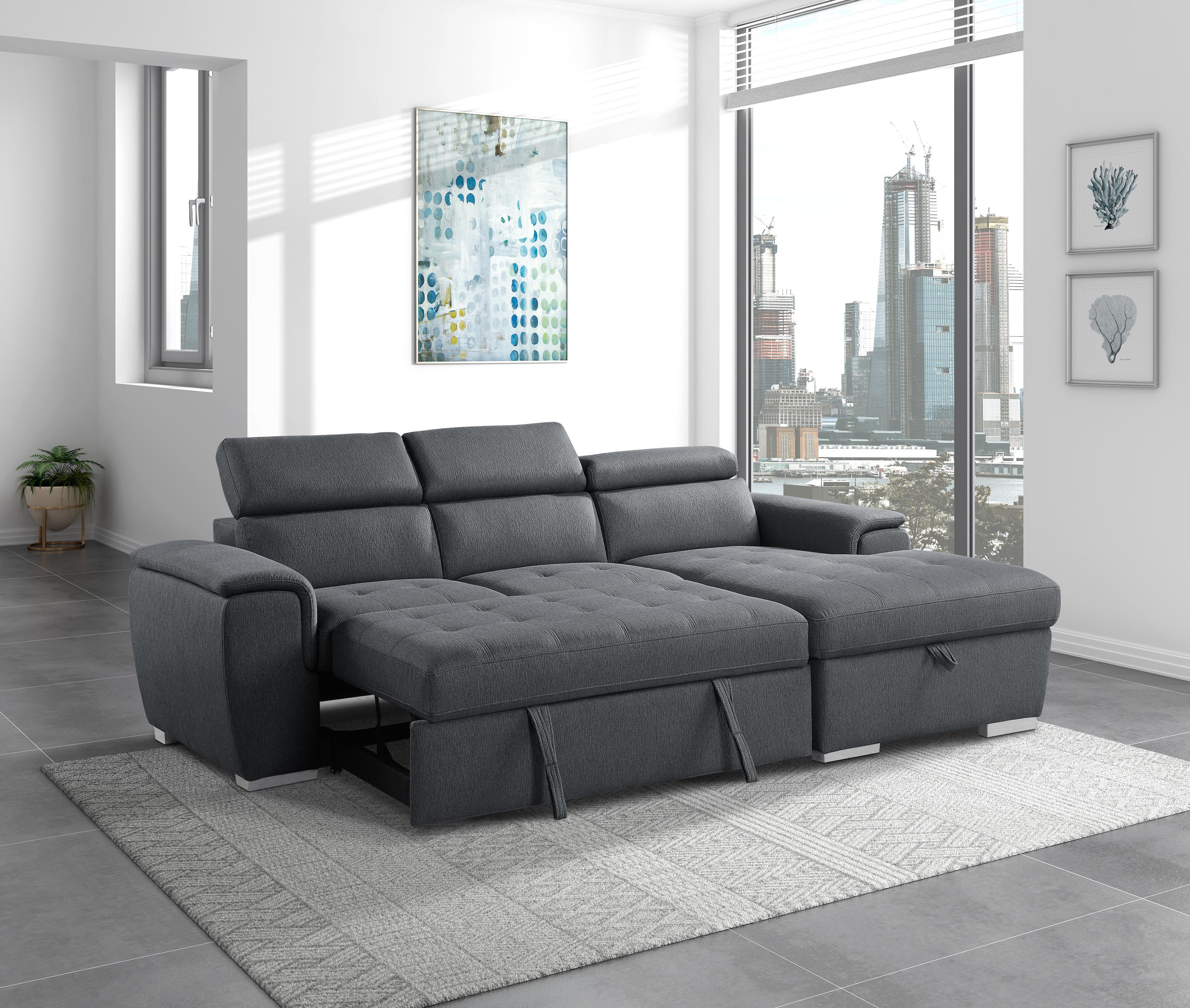 

    
 Order  Contemporary Charcoal Chenille 2-Piece Sectional Homelegance 9355CC*22LRC Berel
