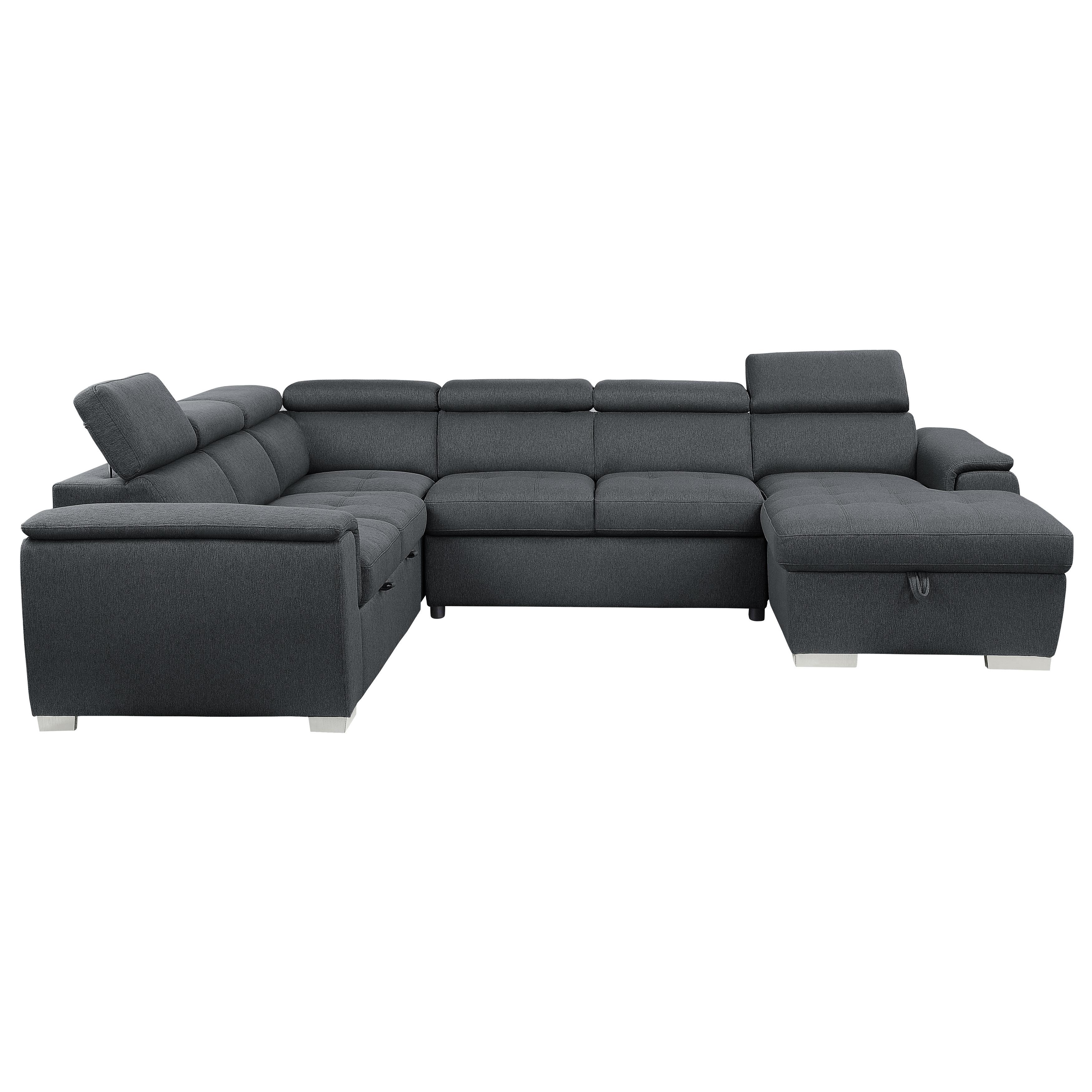 

    
Contemporary Charcoal Chenille 4-Piece Sectional Homelegance 9355CC*42LRC Berel
