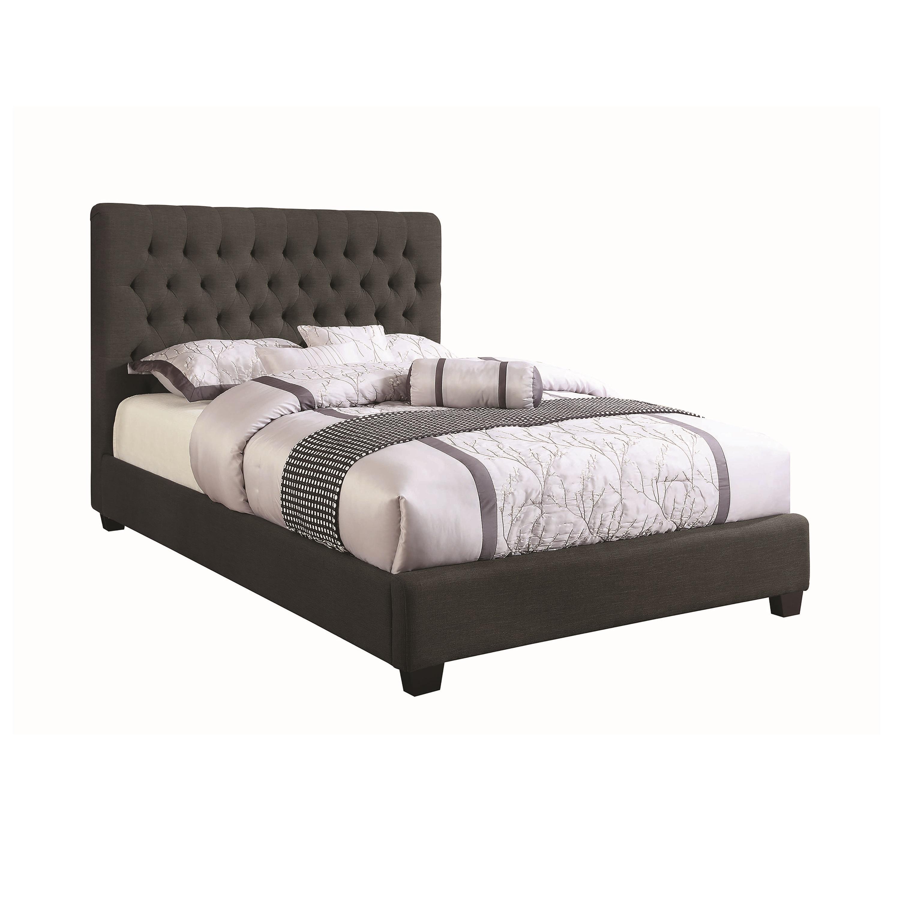 Contemporary Bed 300529F Chloe 300529F in Charcoal Fabric