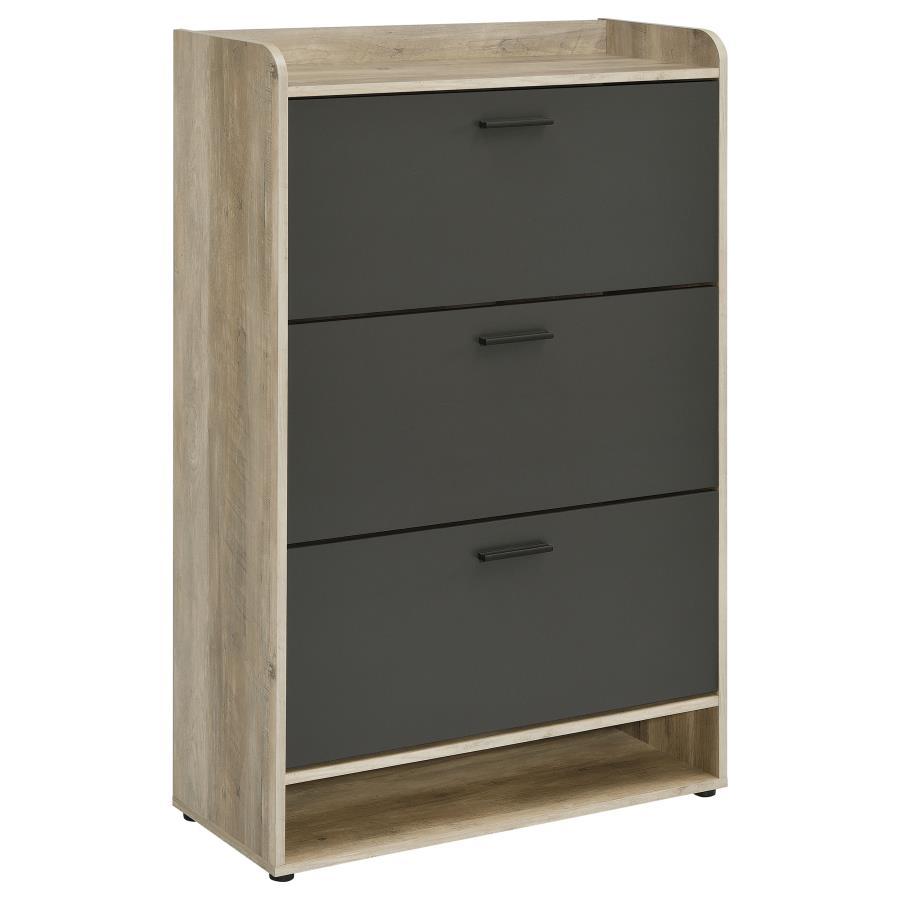 

    
Contemporary Charcoal Grey Wood Shoe Storage Cabinet Coaster Denia 950404
