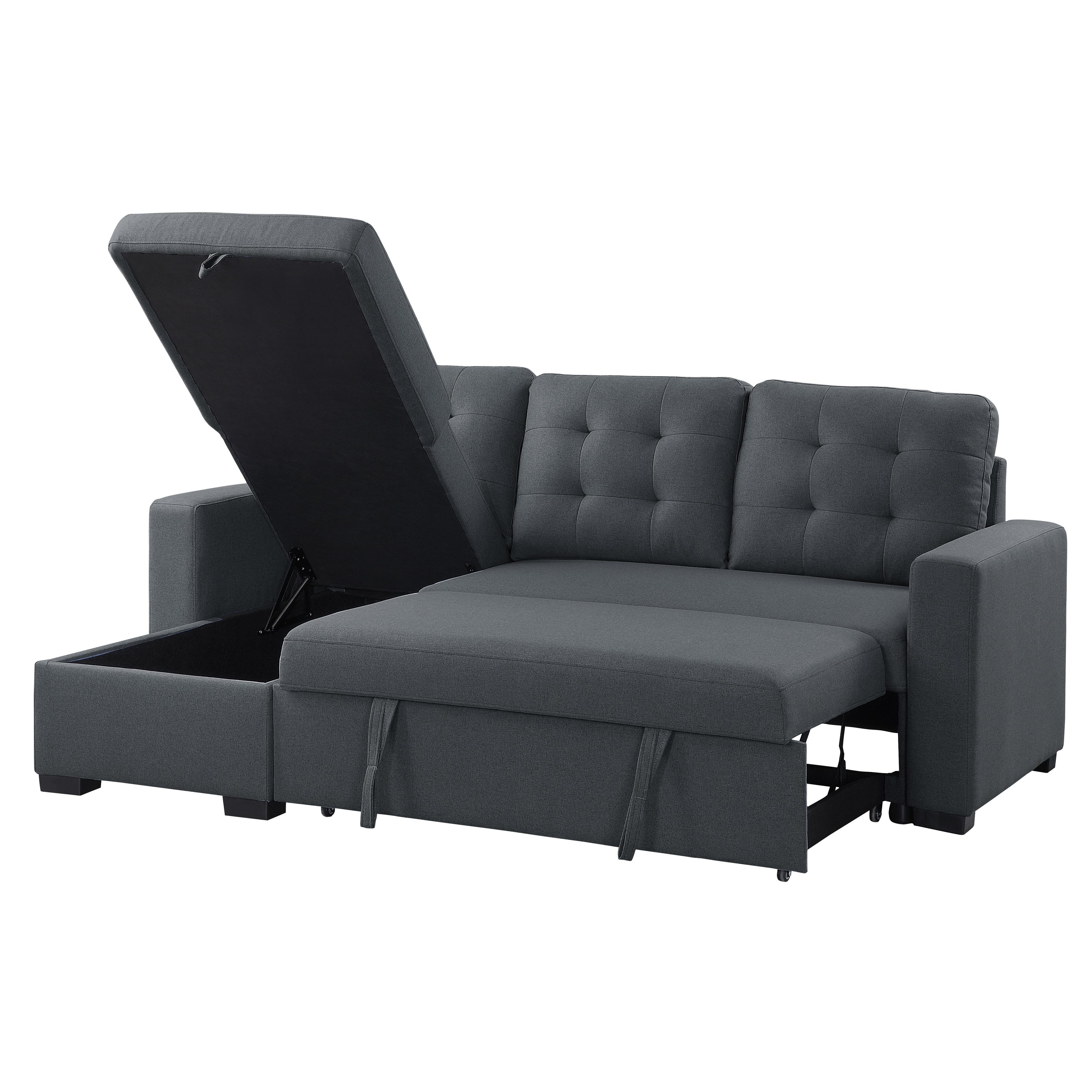 

    
 Shop  Contemporary Charcoal Solid Wood Reversible 2-Piece Sectional Homelegance 9314CC*SC Cornish
