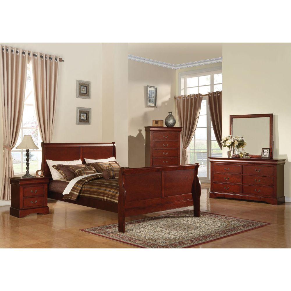 

    
Acme Furniture Louis Philippe III Eastern King Bed Cherry 19517EK
