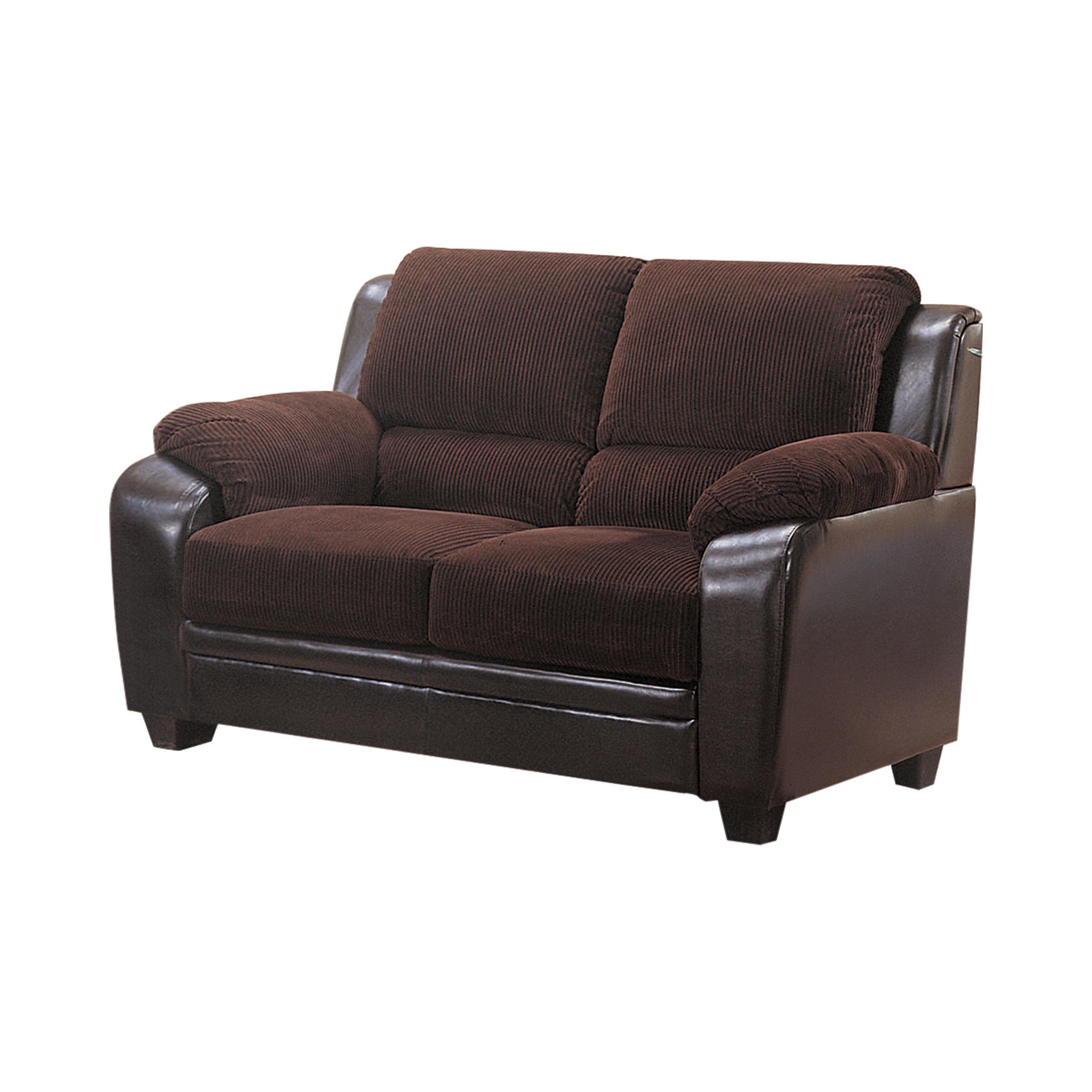 Contemporary Loveseat 502812 Monika 502812 in Chocolate Leatherette