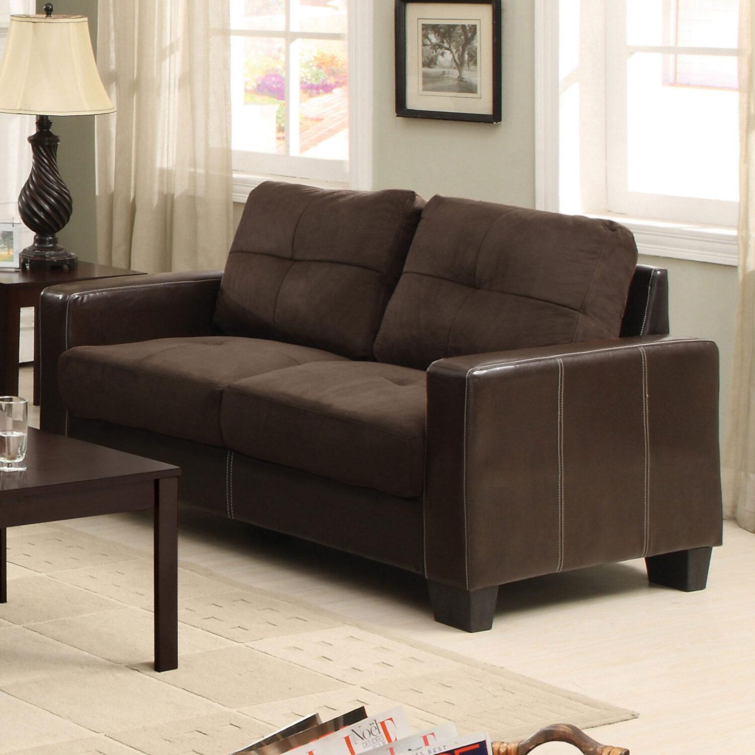 

    
Contemporary Chocolate & Espresso Microfiber Loveseat Furniture of America CM6598DK-L Laverne
