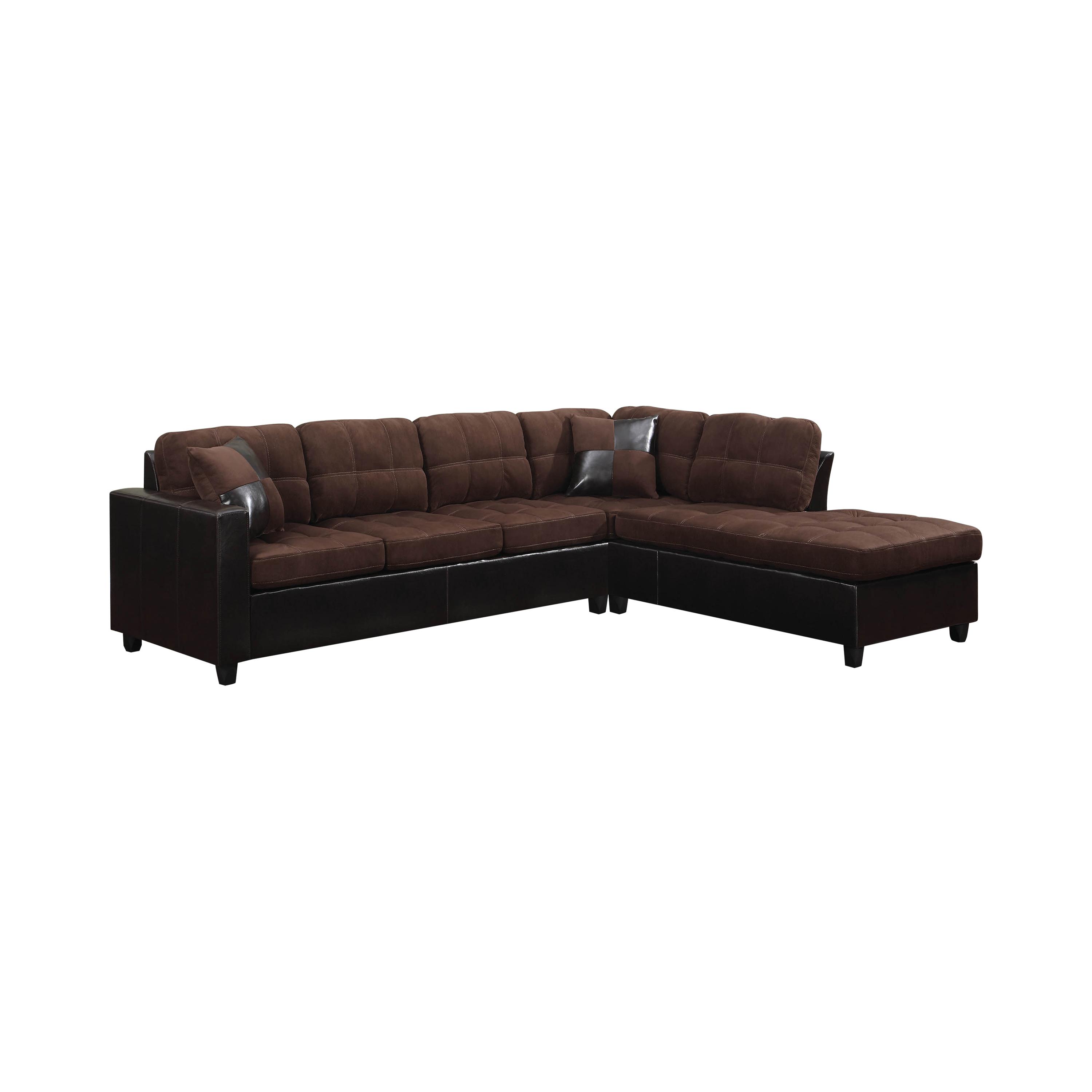 Contemporary Sectional 505655 Mallory 505655 in Chocolate Microfiber