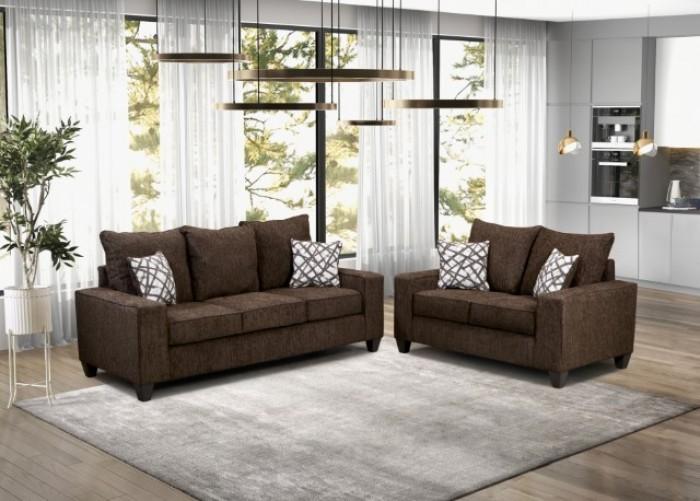 Contemporary Living Room Set West Acton Living Room Set 2PCS SM7330-SF-S-2PCS SM7330-SF-S-2PCS in Chocolate Chenille