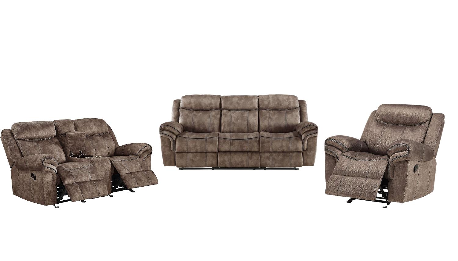 Contemporary Sofa Loveseat and Chair Zubaida 55020-3pcs in Chocolate 