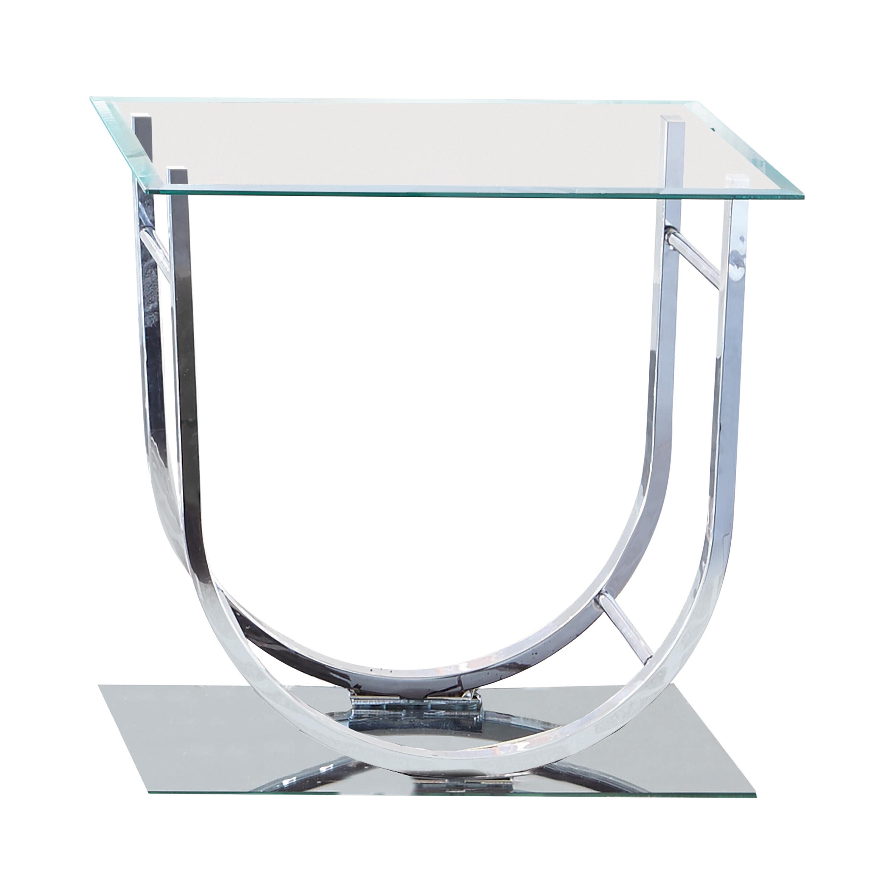 

    
Contemporary Chrome Beveled Glass End Table Coaster 704987
