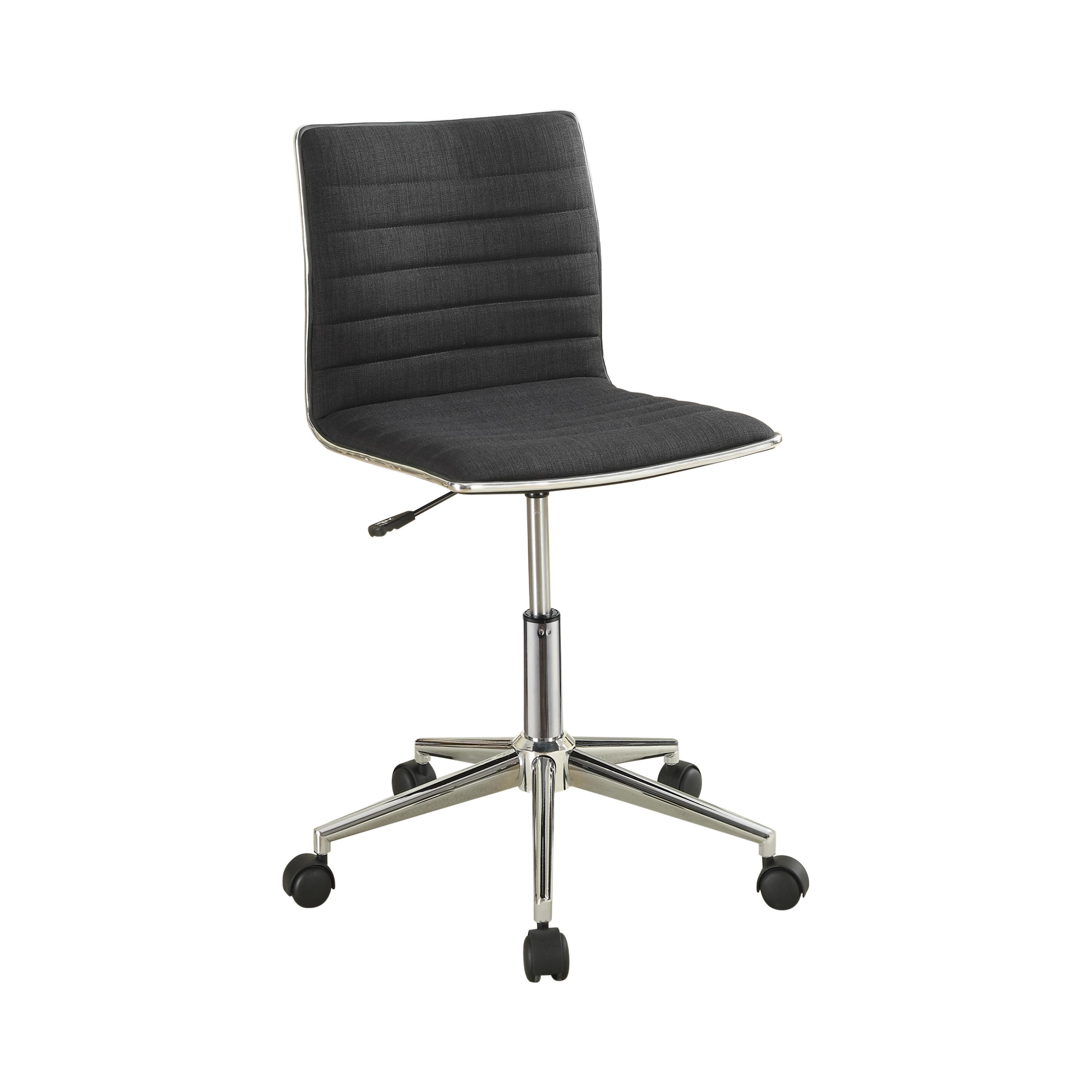 

    
Contemporary Chrome & Black Fabric Office Chair Coaster 800725
