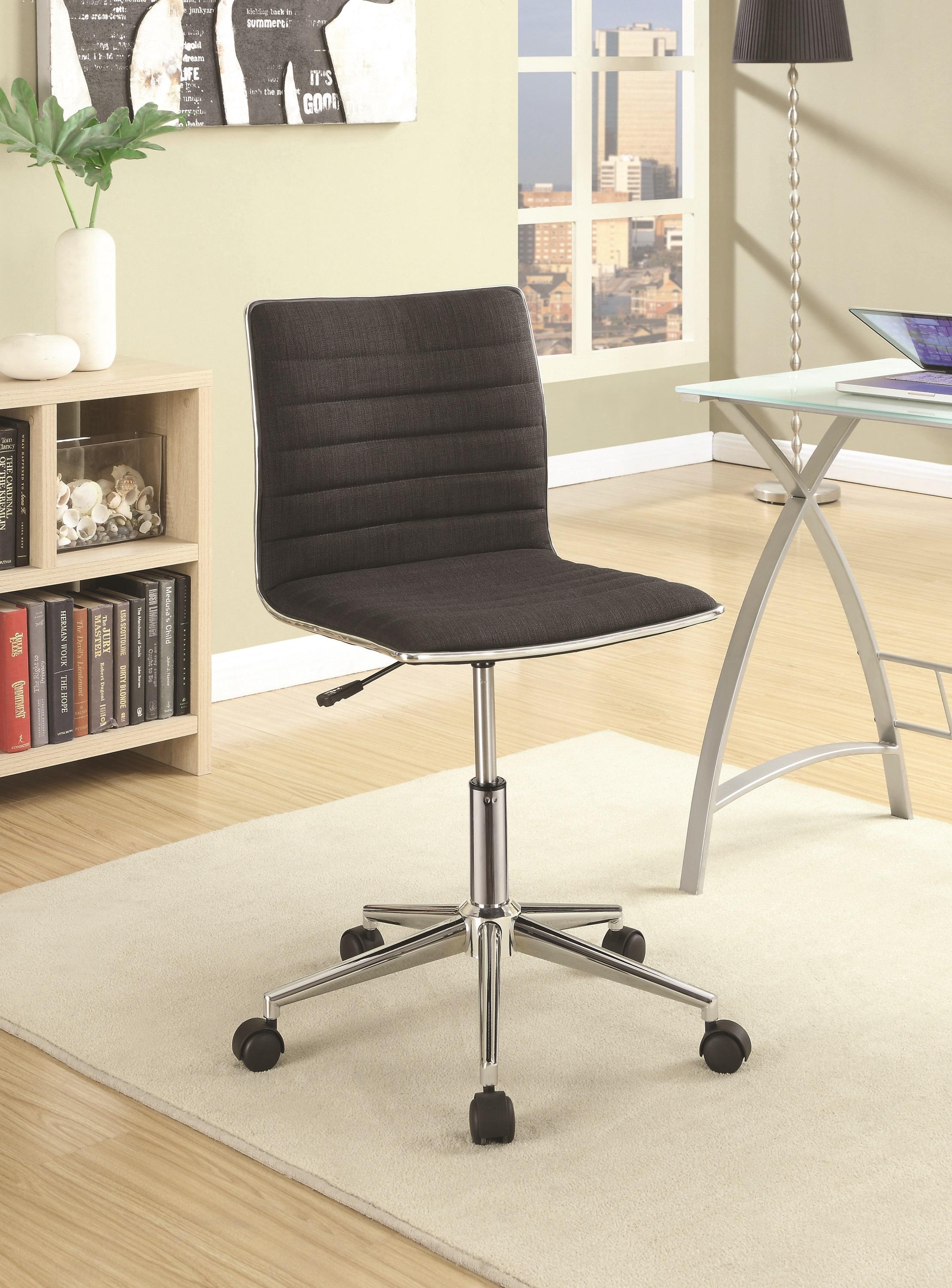 

    
Contemporary Chrome & Black Fabric Office Chair Coaster 800725
