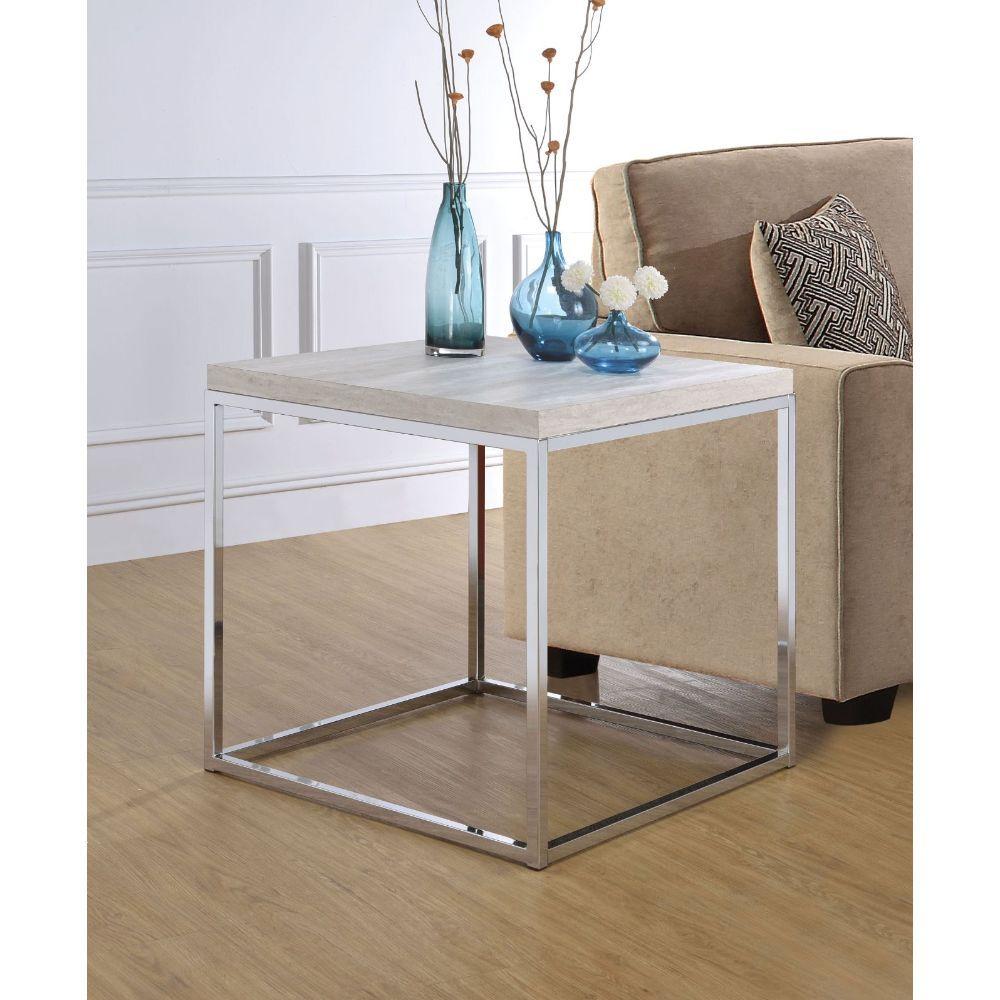 

    
 Shop  Contemporary Chrome Coffee Table + 2 End Tables by Acme Snyder 84625-3pcs
