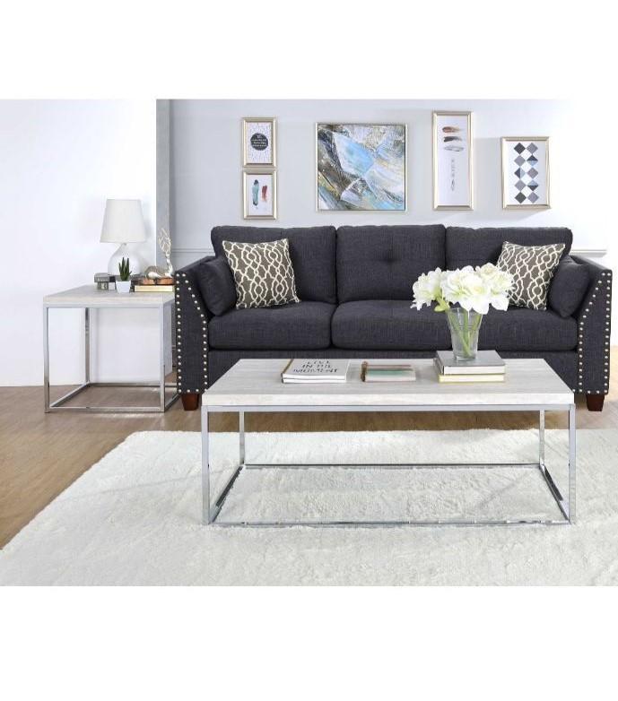 

    
Contemporary Chrome Coffee Table + 2 End Tables by Acme Snyder 84625-3pcs
