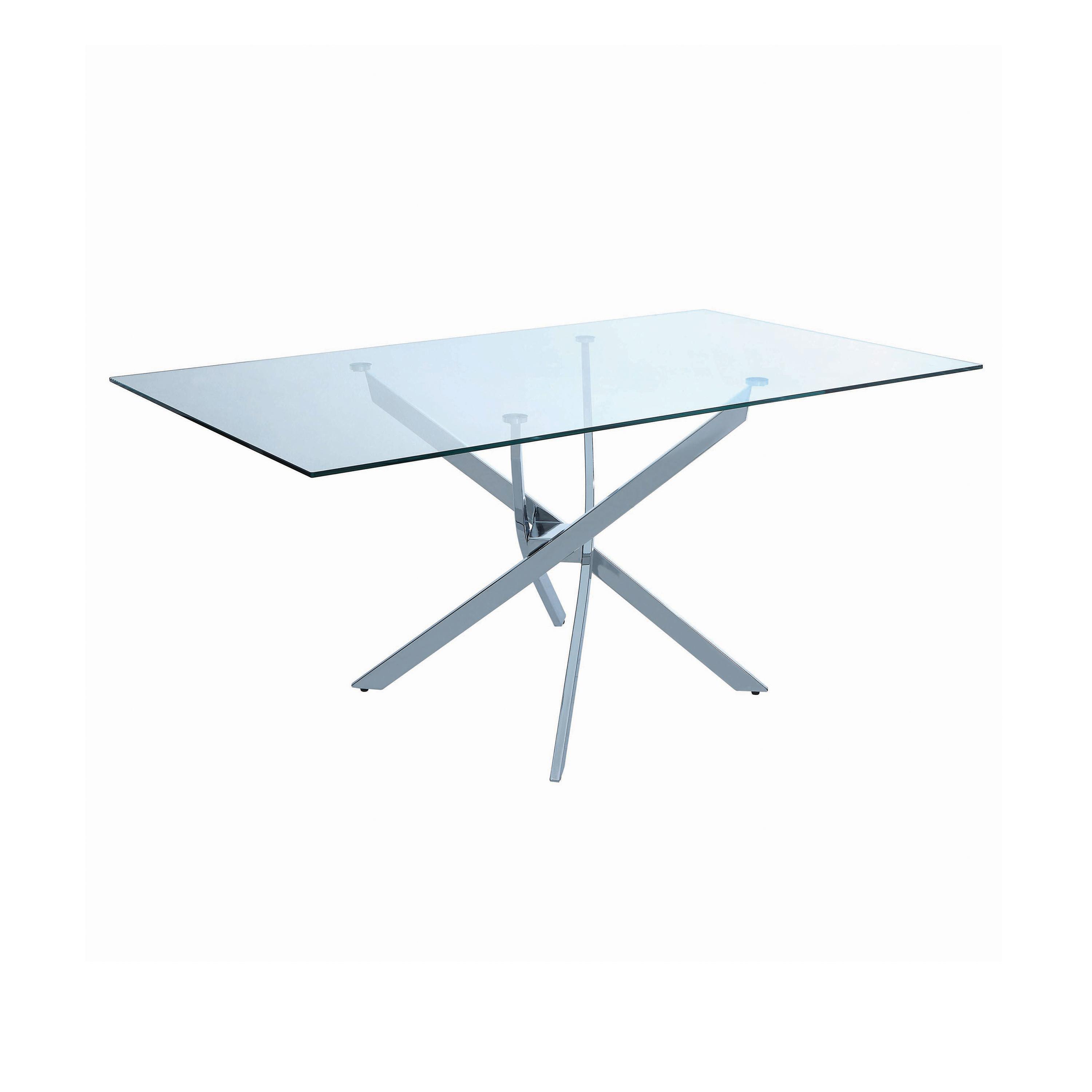 

    
Contemporary Chrome Glass Dining Table Coaster 107931 Carmelo

