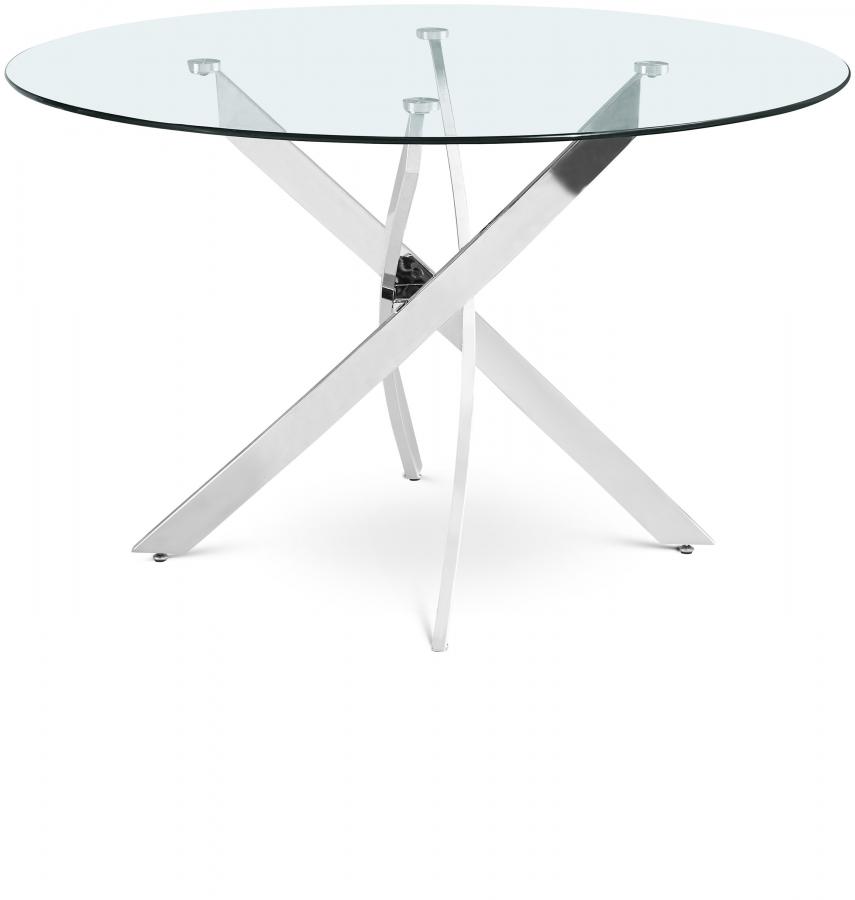 Contemporary Dining Table Xander Round Dining Table 985-T-RT 985-T-RT in Chrome 