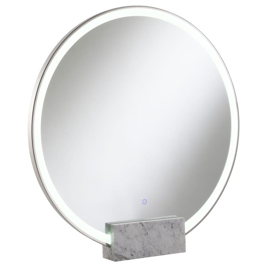Contemporary, Modern Mirror Jocelyn Round Led Vanity Mirror 960960-M 960960-M in Chrome, Marble 