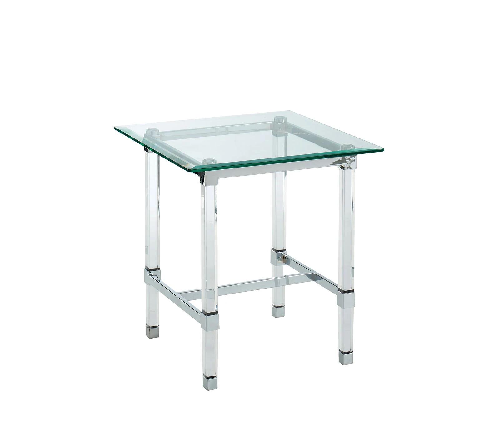 

    
Contemporary Chrome Tempered Glass End Table Furniture of America CM4147E Tuva
