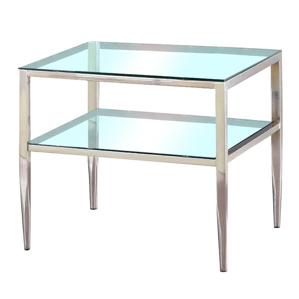 

    
Contemporary Chrome Tempered Glass End Table Furniture of America CM4162CRM-E Tanika
