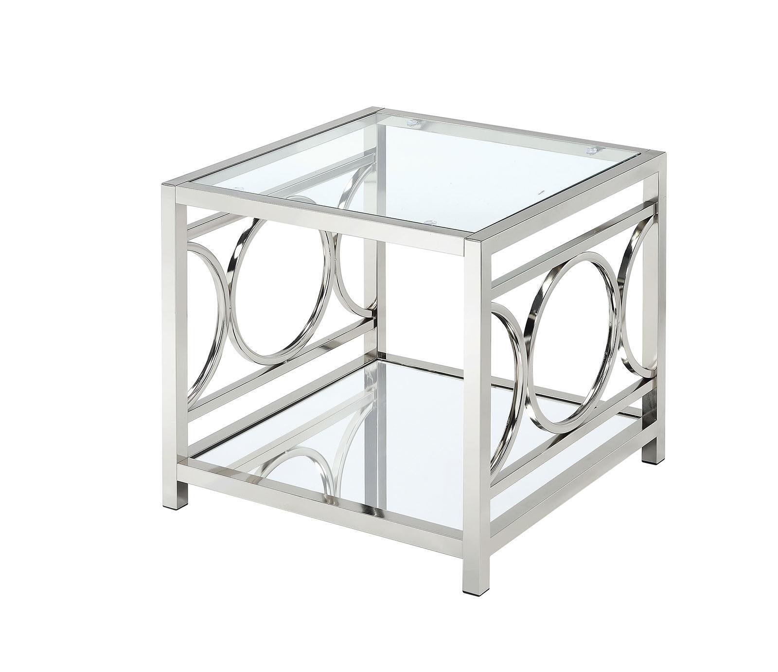 

    
Contemporary Chrome Tempered Glass End Table Furniture of America CM4166CRM-E Rylee
