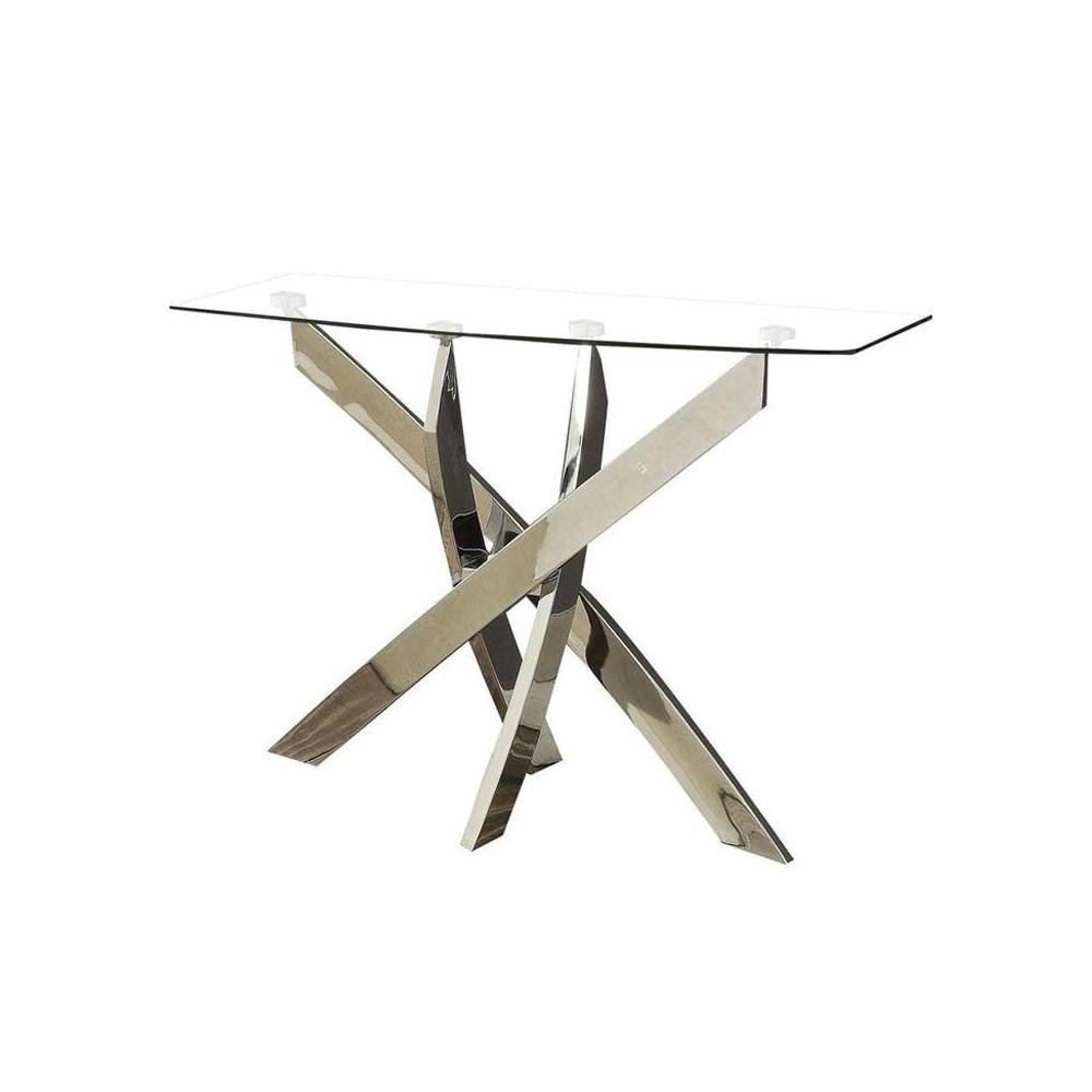 

    
Contemporary Chrome Tempered Glass Sofa Table Furniture of America CM4241S Laila

