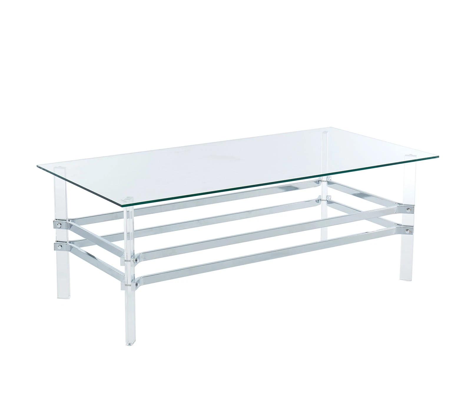 

    
Contemporary Chrome Tempered Glass Top Coffee Table Furniture of America CM4351C Trofa
