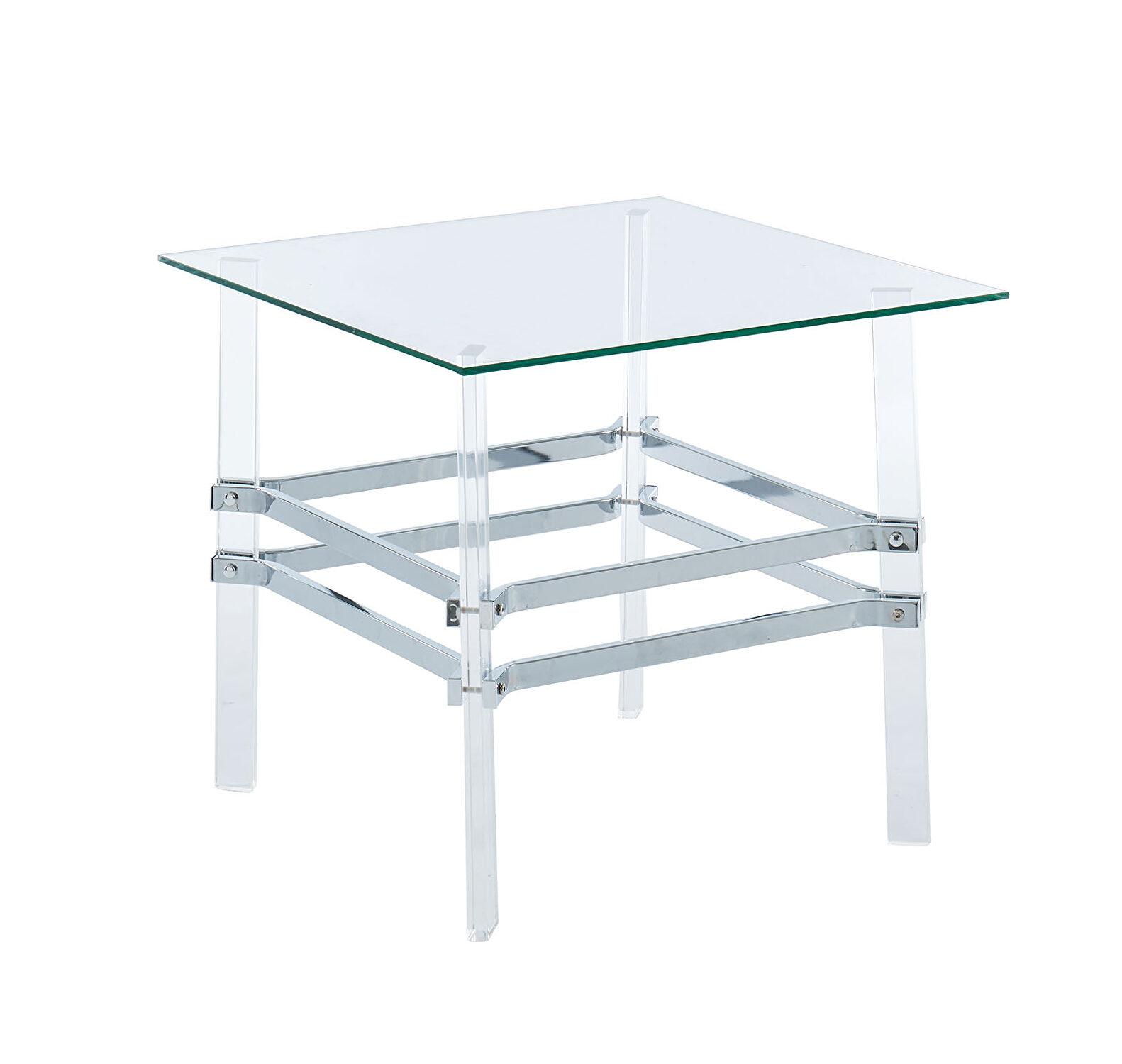 

    
Contemporary Chrome Tempered Glass Top End Table Furniture of America CM4351E Trofa
