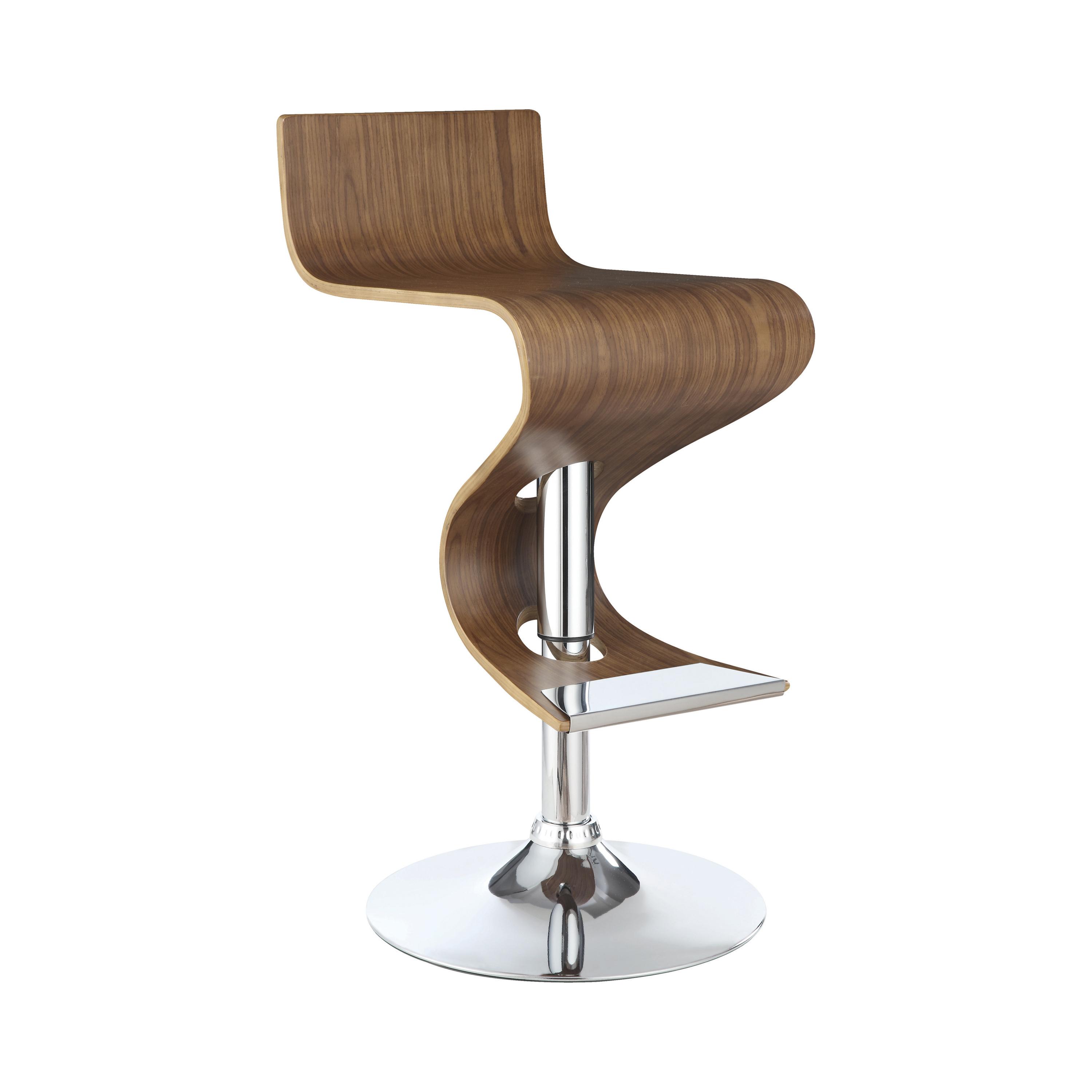 

    
Contemporary Chrome & Walnut Finish Wood Bar Stool Coaster 100396
