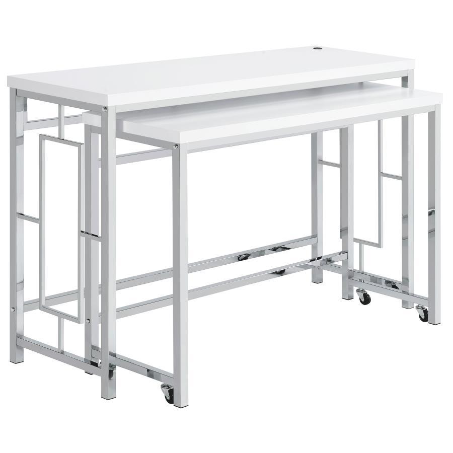 

        
65159519949987Contemporary Chrome/White Metal Counter Height Dining Table Set 4PCS Coaster Jackson 182714
