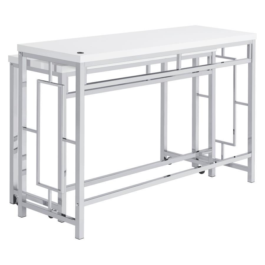 

    
 Photo  Contemporary Chrome/White Metal Counter Height Dining Table Set 4PCS Coaster Jackson 182714
