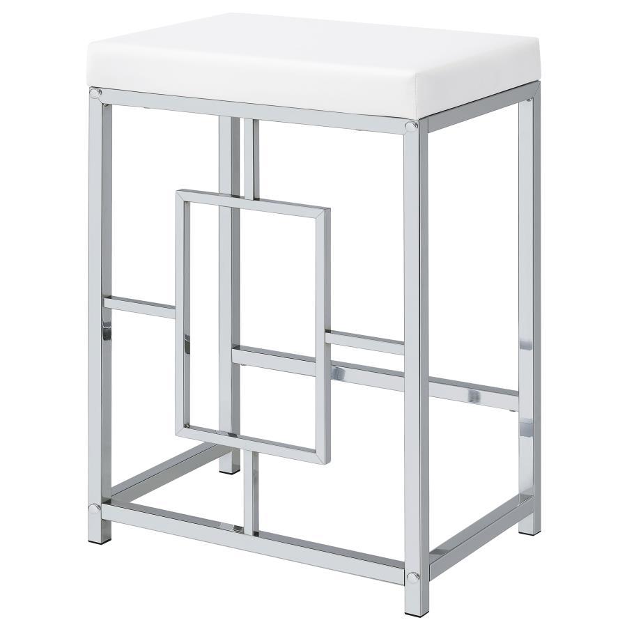 

    
 Shop  Contemporary Chrome/White Metal Counter Height Dining Table Set 4PCS Coaster Jackson 182714
