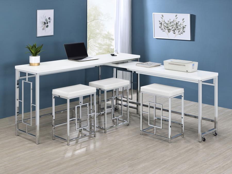 

    
182715 Contemporary Chrome/White Metal Counter Height Dining Table Set 5PCS Coaster Jackson 182715
