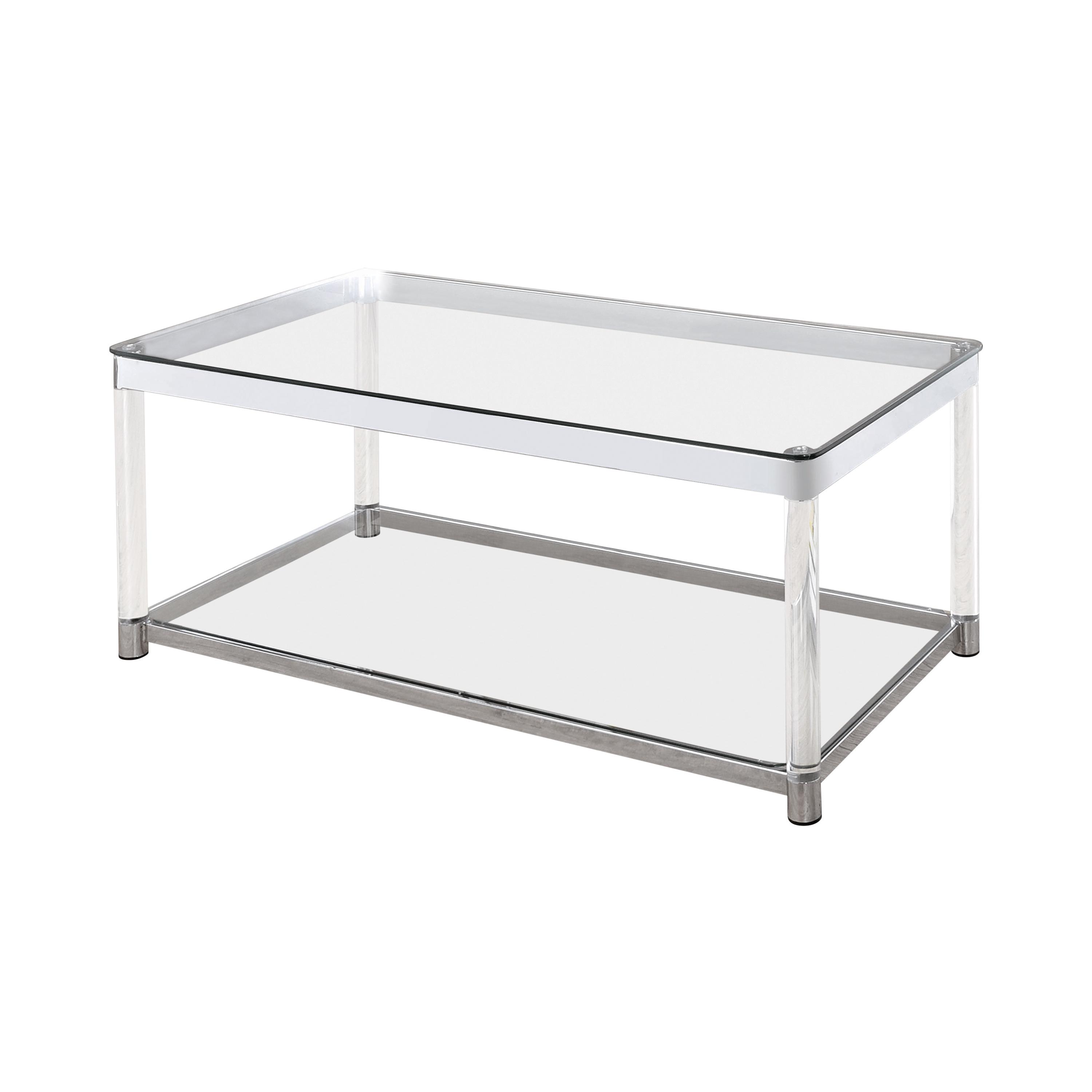 Contemporary Coffee Table 720748 Claude 720748 in Chrome, Clear 