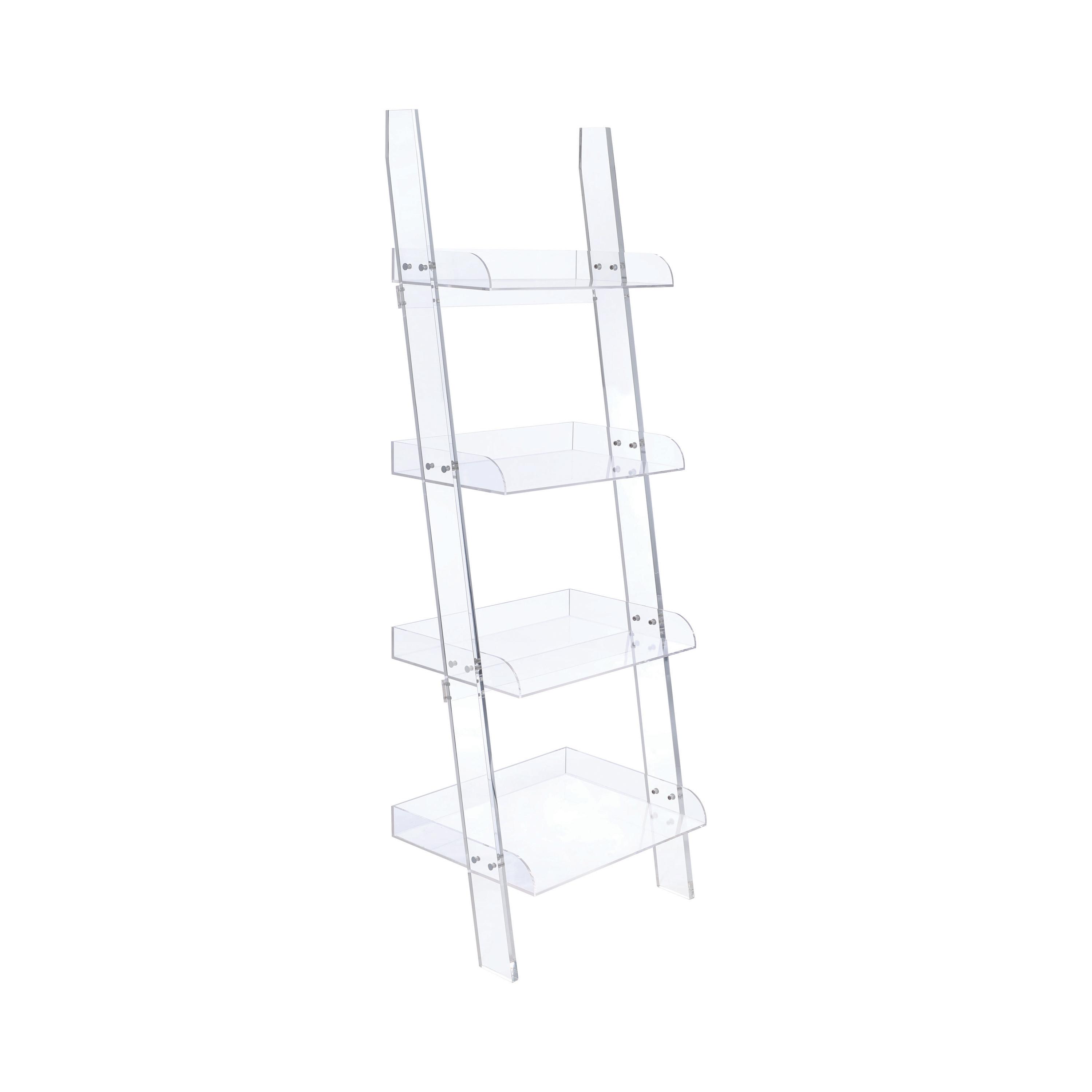 

    
Contemporary Clear Acrylic Ladder Bookcase Coaster 801553 Amaturo
