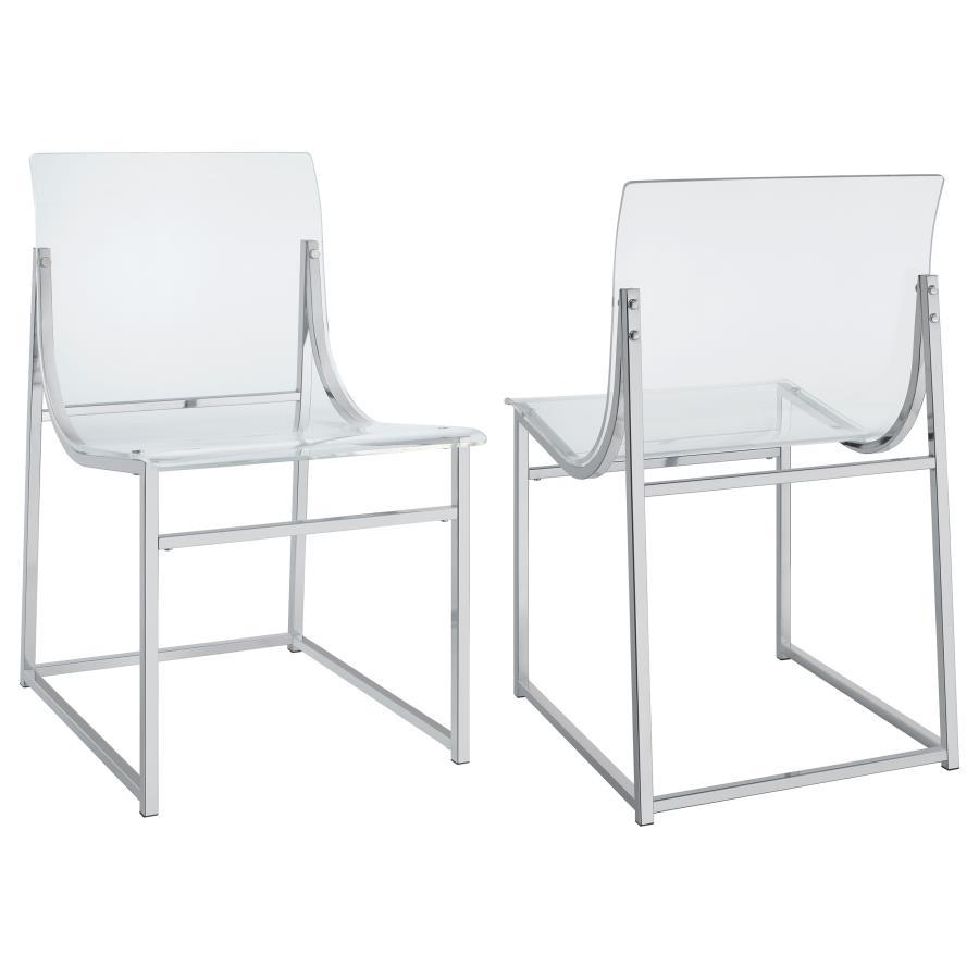 

    
Contemporary Clear Acrylic Side Chair Set 2PCS Coaster Adino 121182
