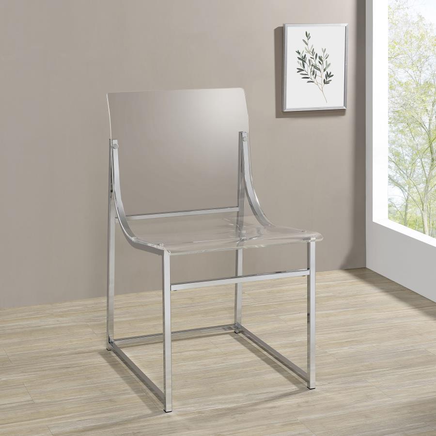

    
Contemporary Clear Acrylic Side Chair Set 2PCS Coaster Adino 121182

