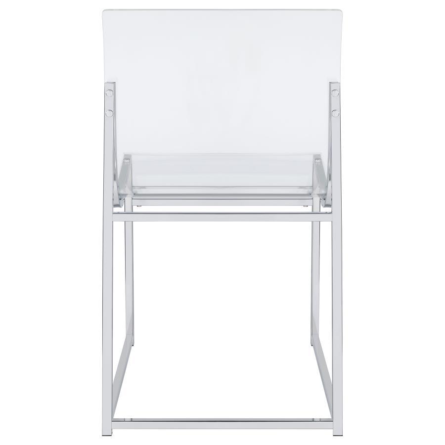 

    
 Order  Contemporary Clear Acrylic Side Chair Set 2PCS Coaster Adino 121182
