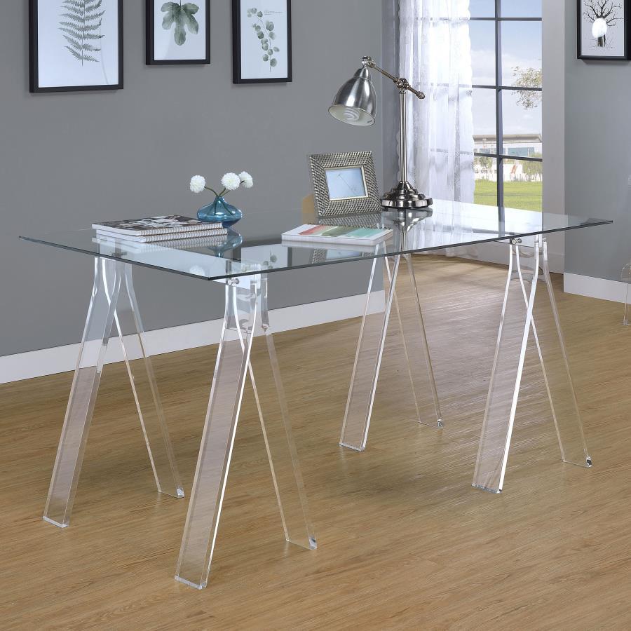 

    
 Photo  Contemporary Clear Acrylic & Tempered Glass Writing Desk Set 2pcs Coaster 801535-S2 Amaturo
