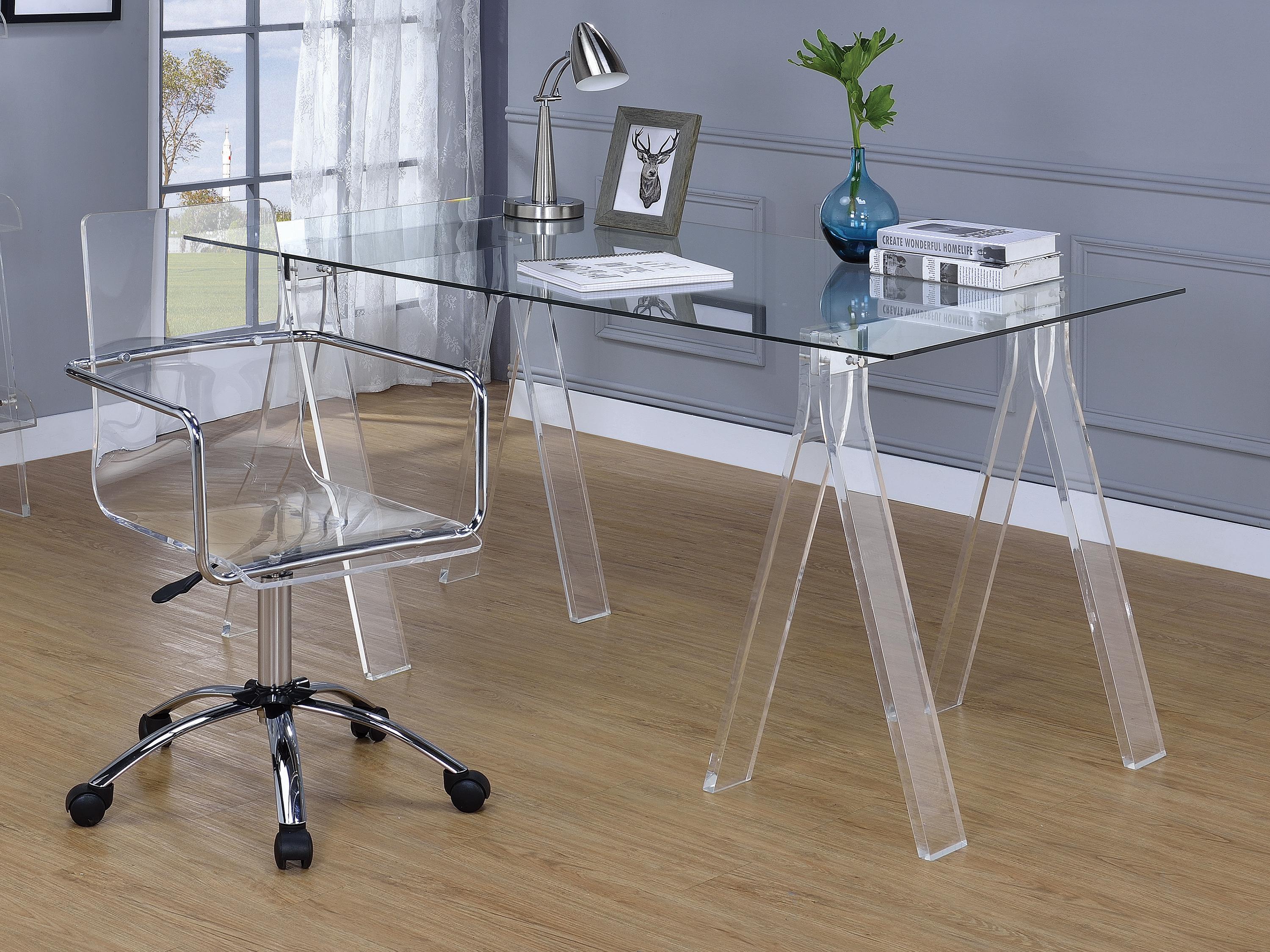 Contemporary Writing Desk Set 801535-S2 Amaturo 801535-S2 in Clear 