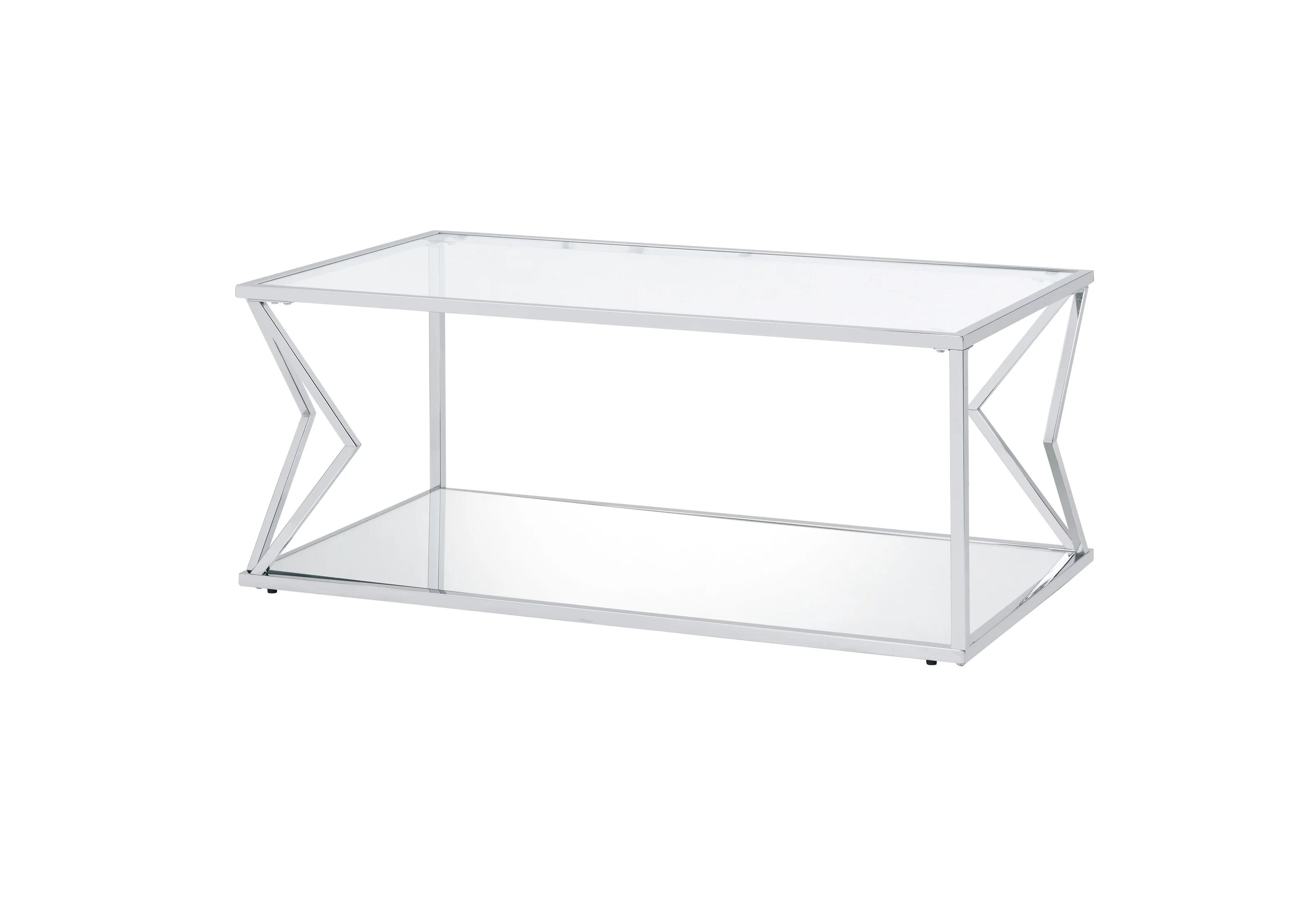 

    
Contemporary Clear Glass & Chrome Coffee Table + 2 End Tables by Acme Virtue 83480-3pcs
