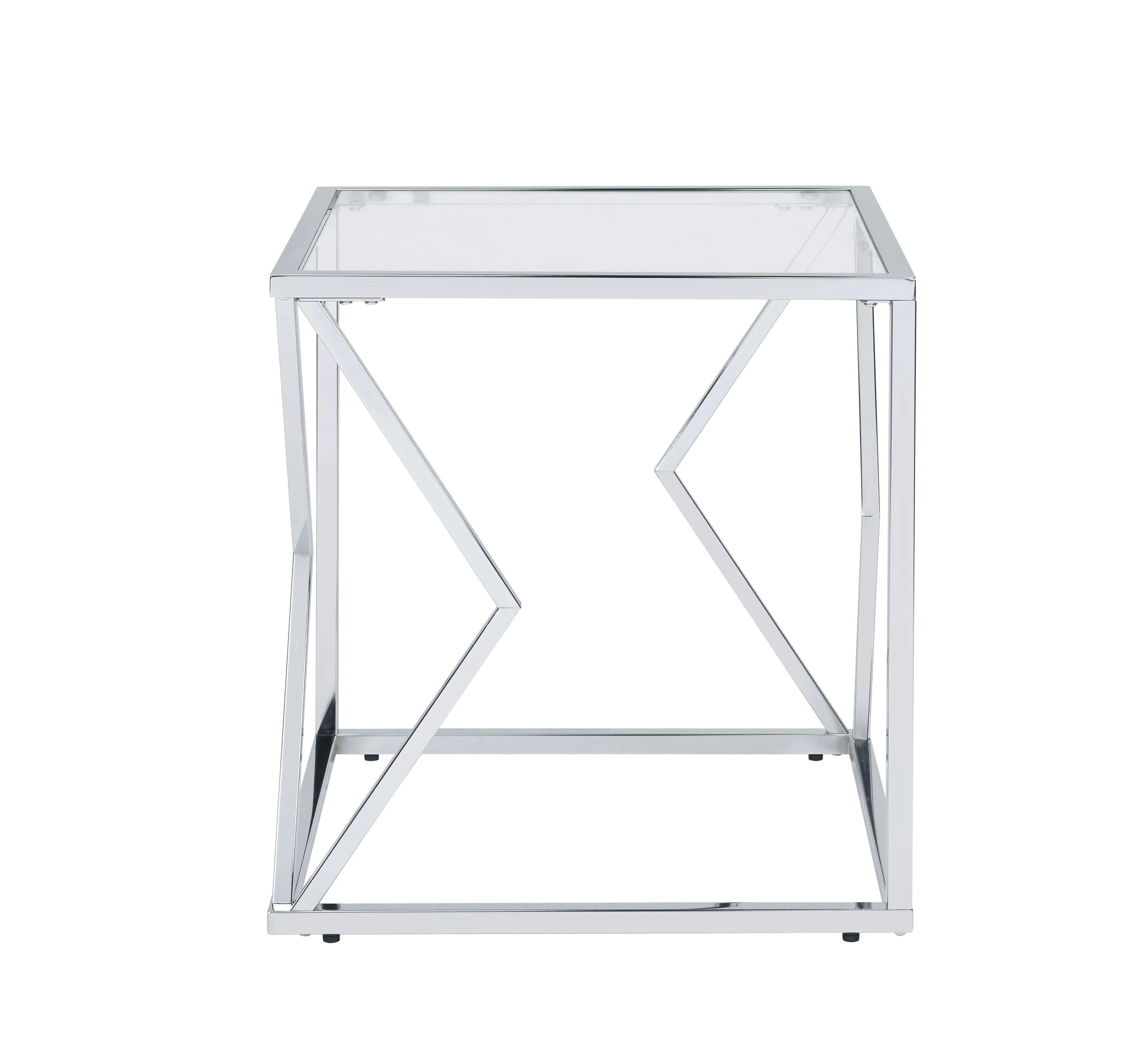 

    
Contemporary Clear Glass & Chrome End Table by Acme Virtue 83482
