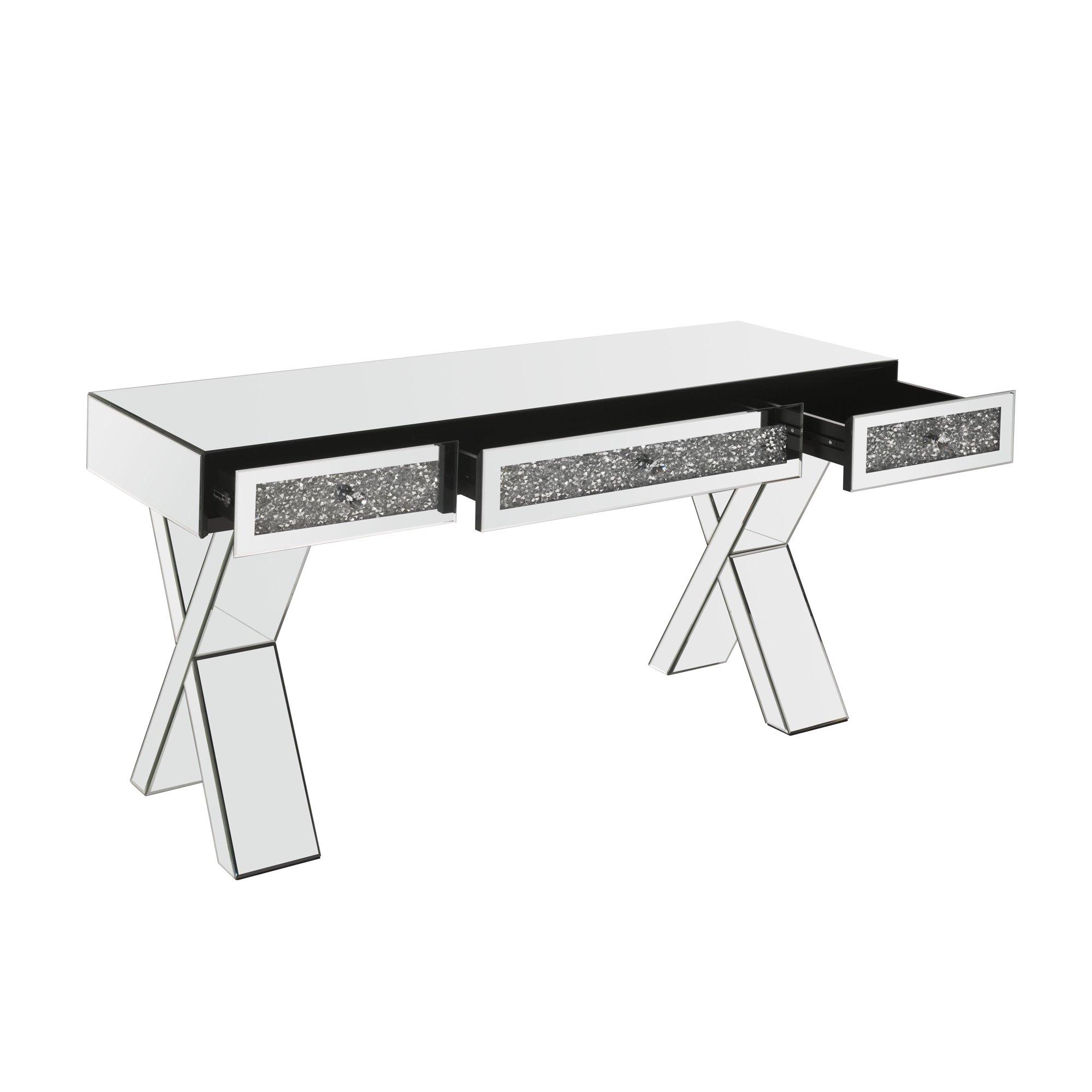

    
Modern Mirrored & Faux Diamonds Writing Desk by Acme Noralie 93116
