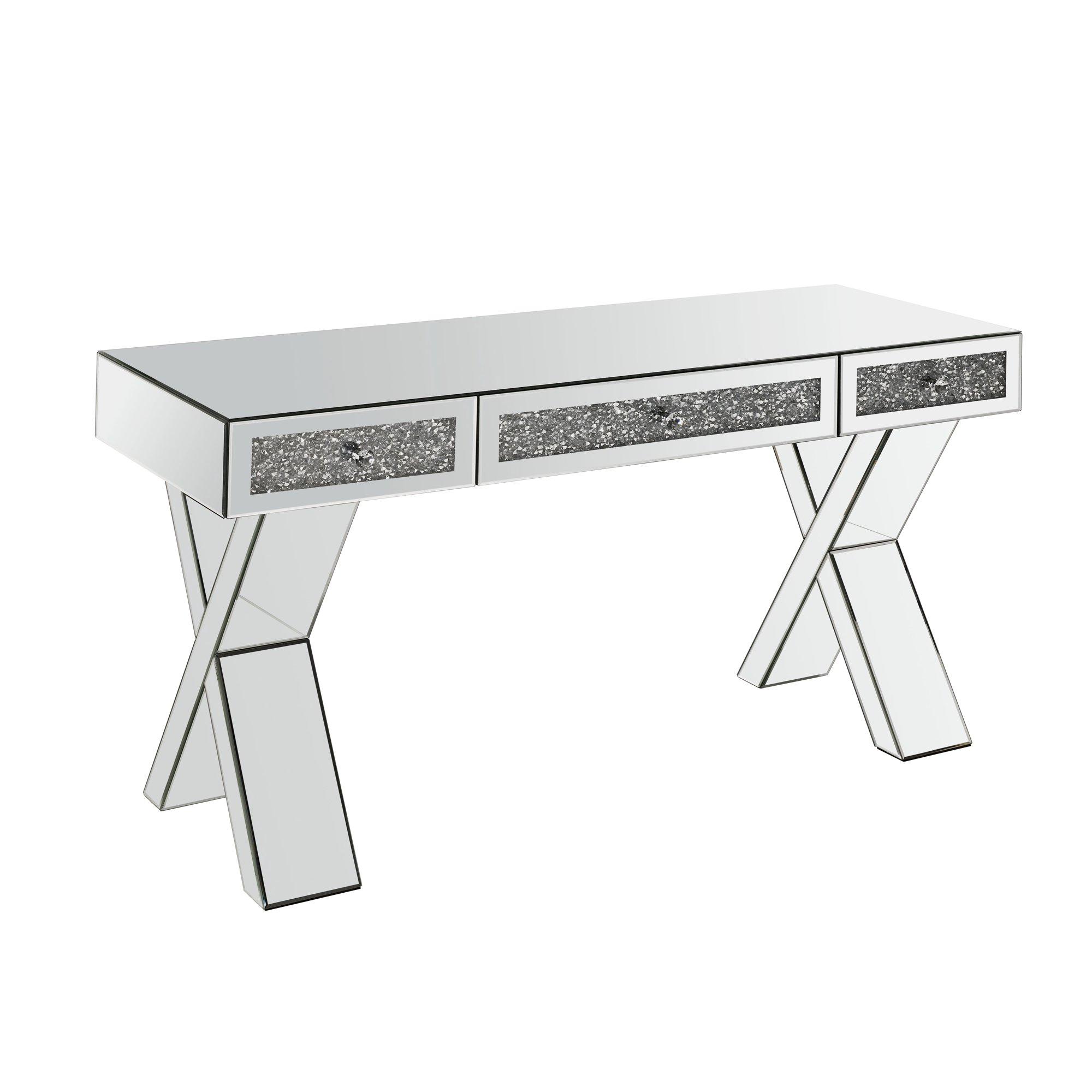

    
Modern Mirrored & Faux Diamonds Writing Desk by Acme Noralie 93116
