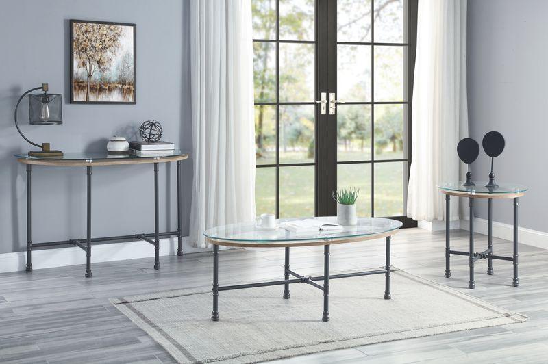 

    
Contemporary Clear Glass & Sandy Gray Coffee Table + 2 End Tables by Acme Brantley LV00435-3pcs

