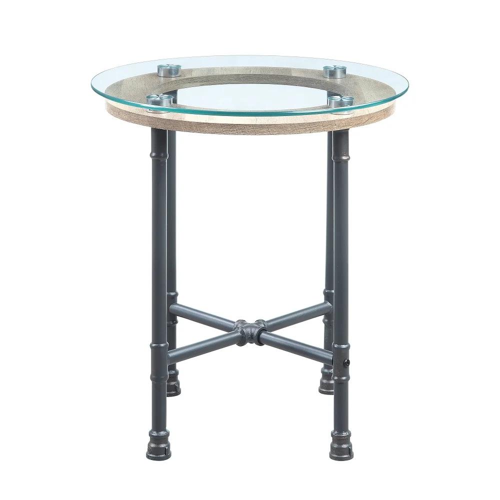 

    
Contemporary Clear Glass & Sandy Gray End Table by Acme Brantley LV00436
